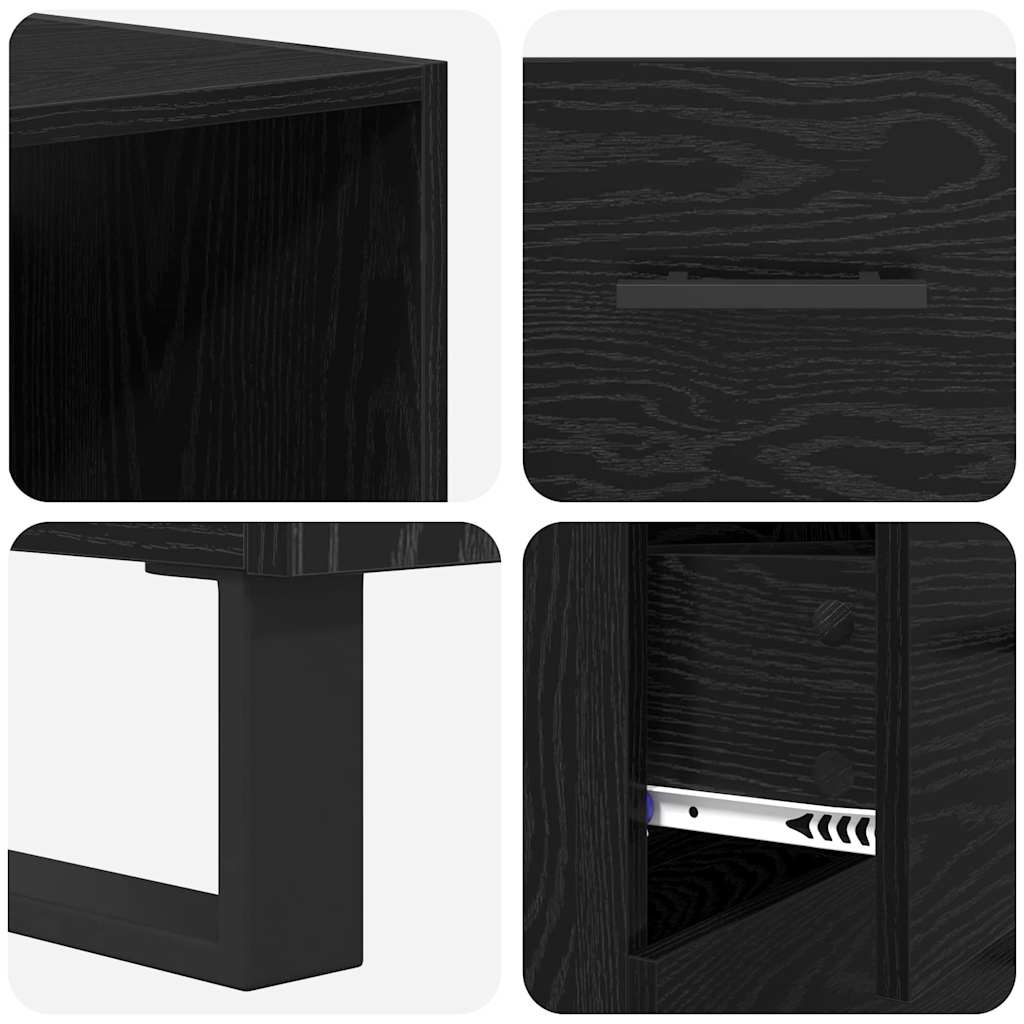 vidaXL Highboard Μαύρη Οξυά 69,5 x 34 x 180 εκ. Επεξεργασμένο ξύλο