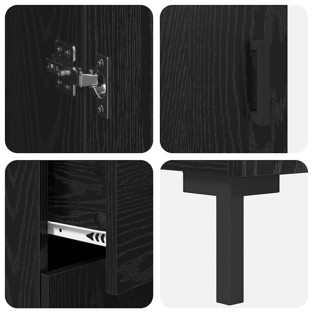 vidaXL Highboard με συρτάρι 2 pcs Μαύρη Οξυά Επεξεργασμένο ξύλο