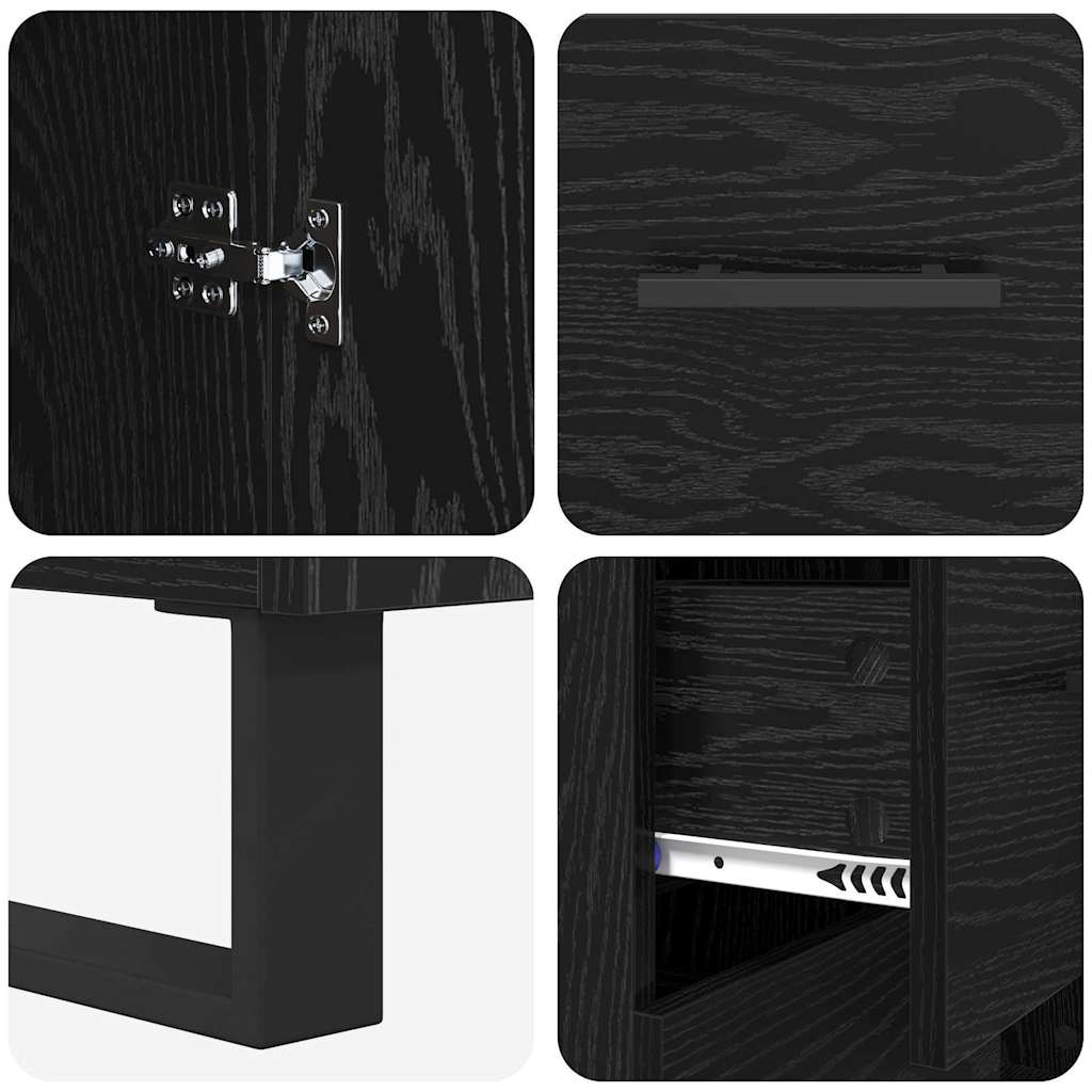 vidaXL Highboard με συρτάρι 2 pcs Μαύρη Οξυά Επεξεργασμένο ξύλο