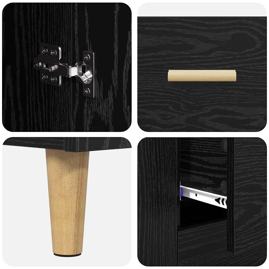 vidaXL Highboard Μαύρη Οξυά 34,5 x 34 x 180 εκ. Επεξεργασμένο ξύλο
