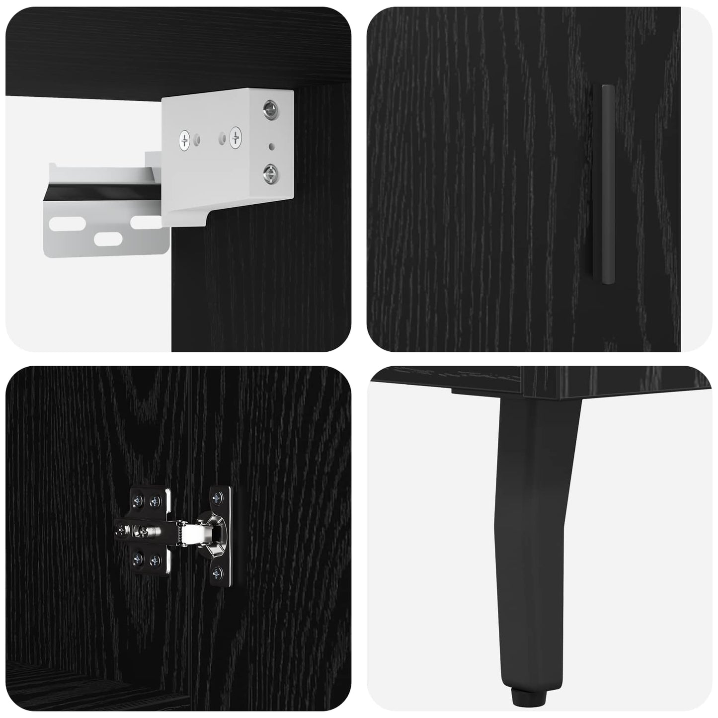 vidaXL Highboard 2 pcs Μαύρη Οξυά Επεξεργασμένο ξύλο