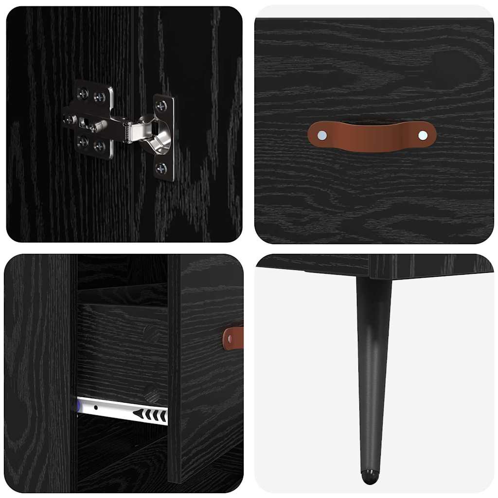 vidaXL Highboard Μαύρη Οξυά 69,5 x 34 x 180 εκ. Επεξεργασμένο ξύλο