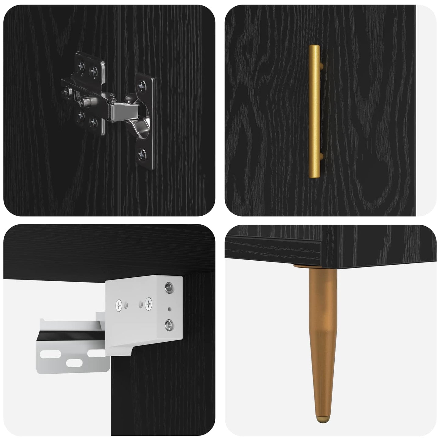 vidaXL Highboard Μαύρη Οξυά 69,5 x 34 x 180 εκ. Επεξεργασμένο Ξύλο