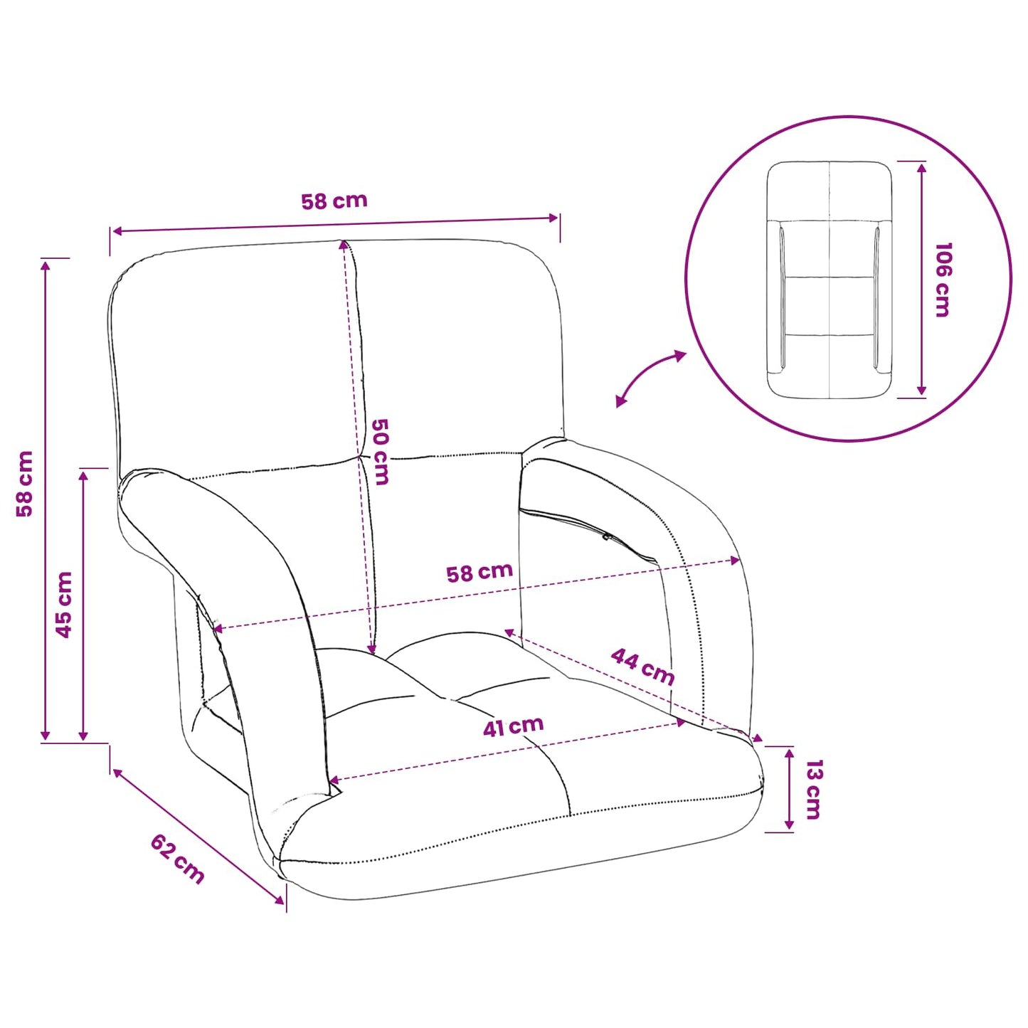 vidaXL Καρέκλα Δαπέδου Κρεμ 58 x 62 x 58 εκ Βελούδο