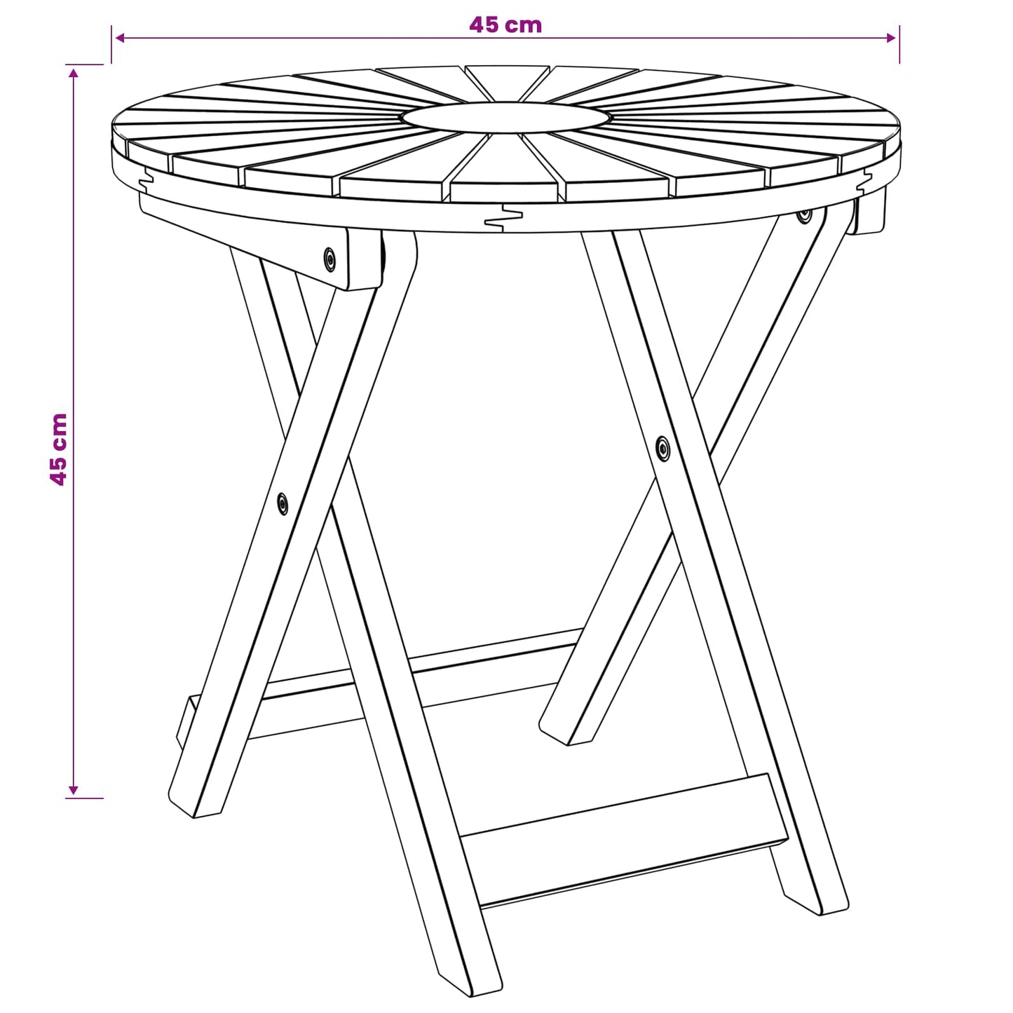 vidaXL Τραπέζι Bistro Φυσικό Ø45 x 45 εκ. Στερεό Ξύλο Ακακίας