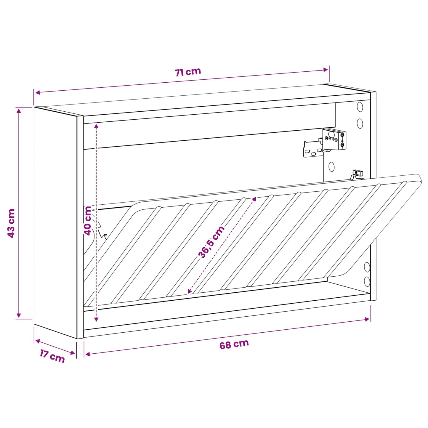 vidaXL Τοίχου Ντουλάπα Παπουτσιών ZWOLLE 71 x 17 x 43 εκ