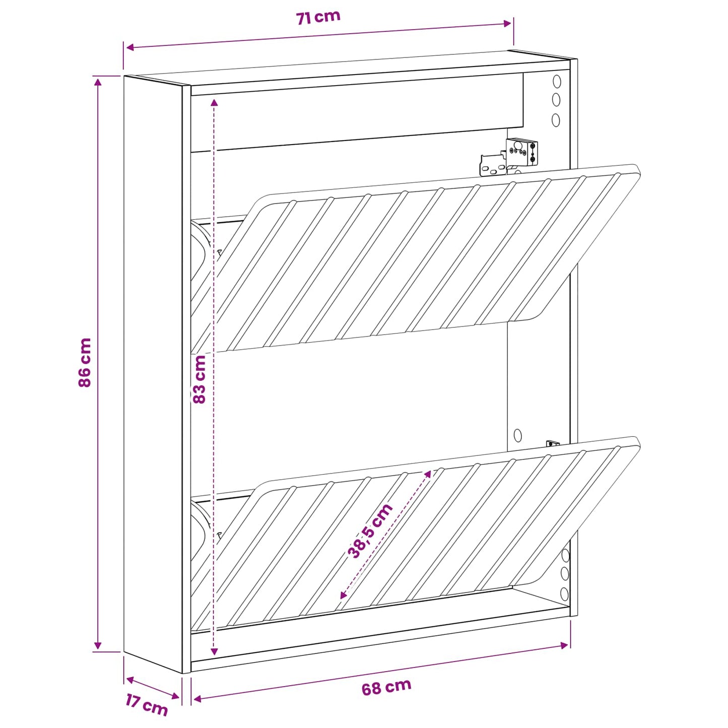 vidaXL Τοίχου Ντουλάπα Παπουτσιών ZWOLLE 71 x 17 x 86 εκ. Γκρι Sonoma