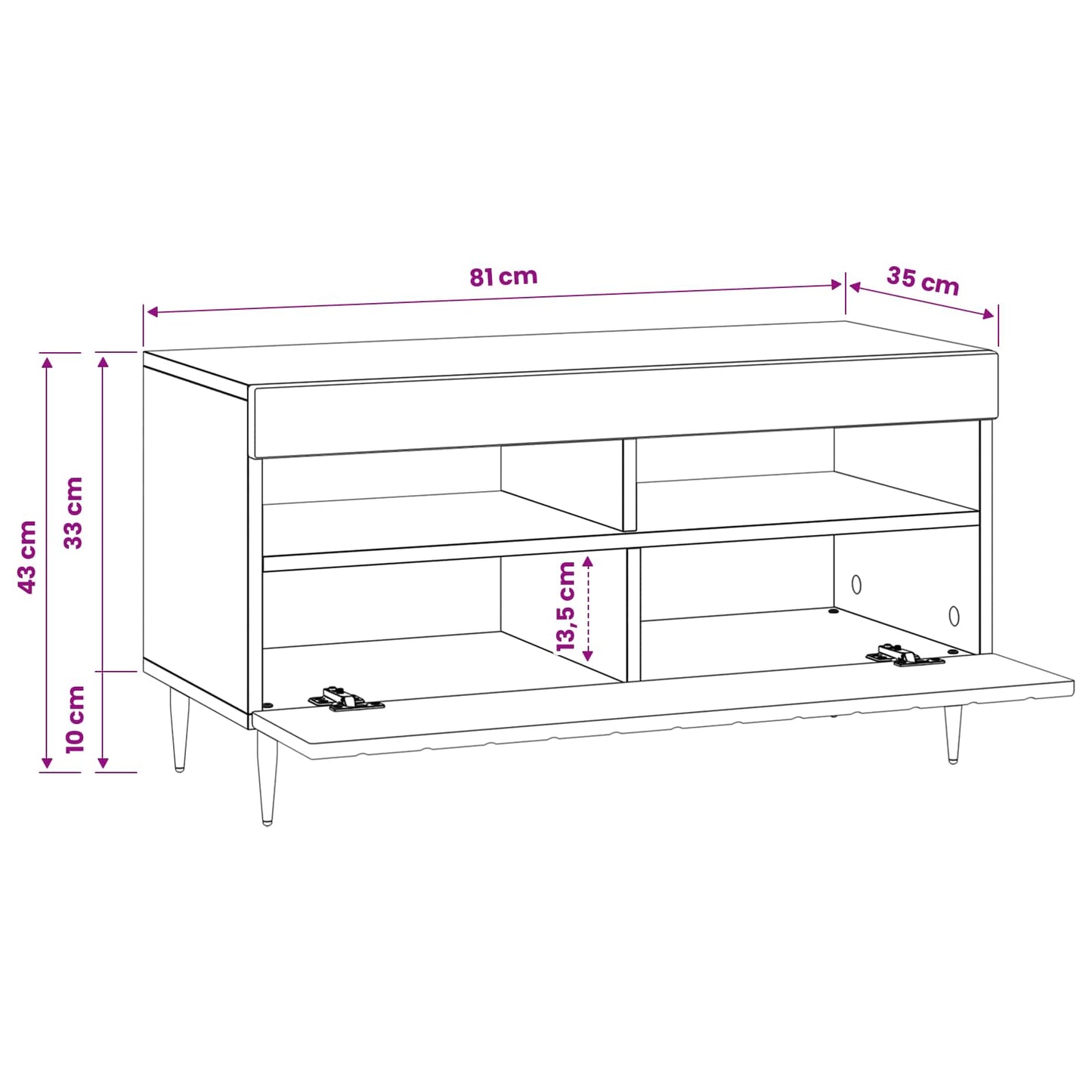 vidaXL Ντουλάπα LED Τηλεόρασης ZWOLLE 81 x 35 x 43 εκ. Παλαιωμένο ξύλο