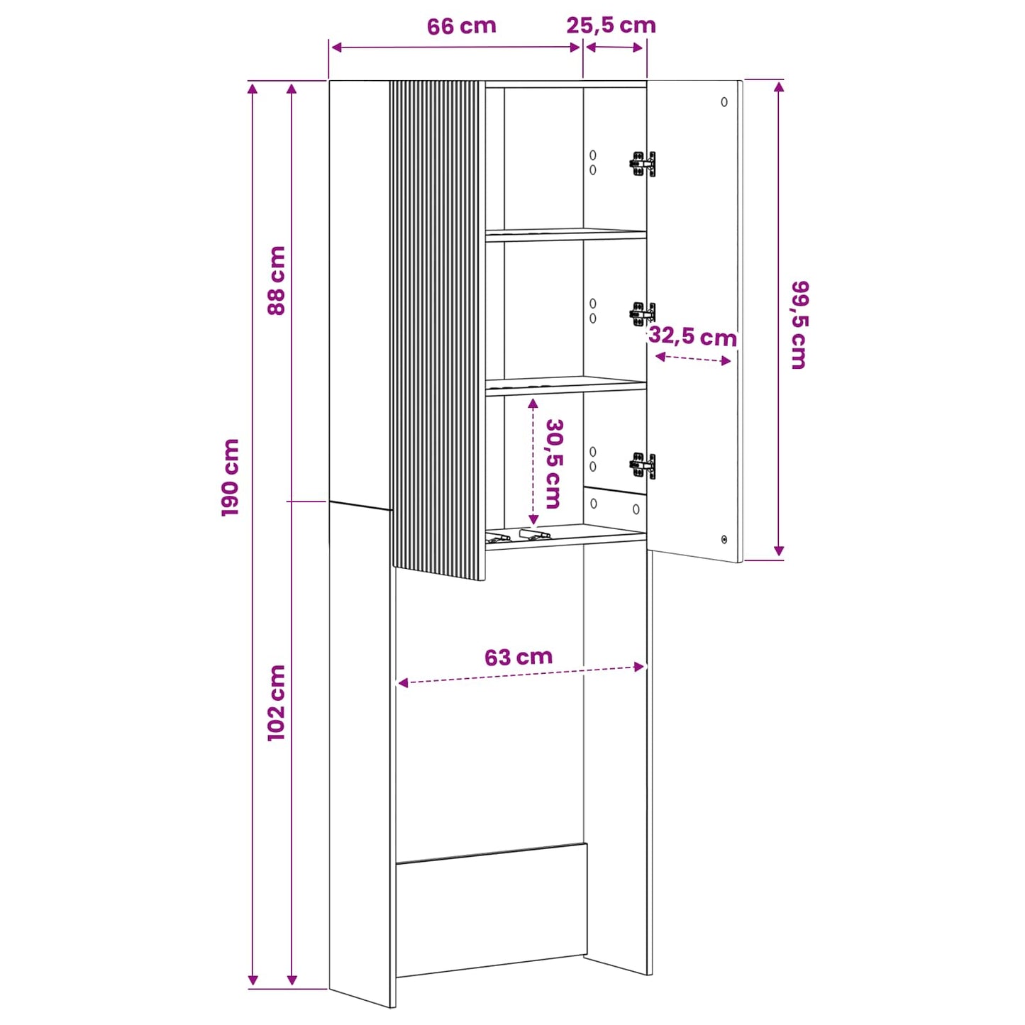 vidaXL Ντουλάπα τουαλέτας ARNHEM Γκρι Sonoma 66 x 25,5 x 190 εκ.