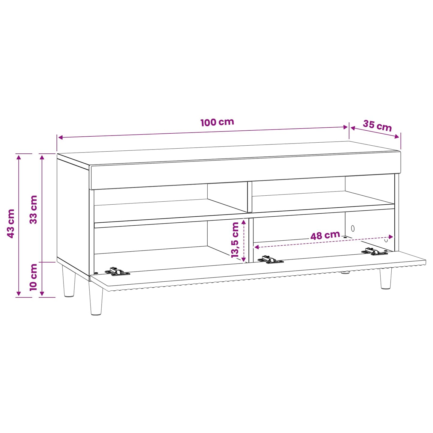 vidaXL Ντουλάπα LED Τηλεόρασης ARNHEM 100 x 35 x 43 εκ.