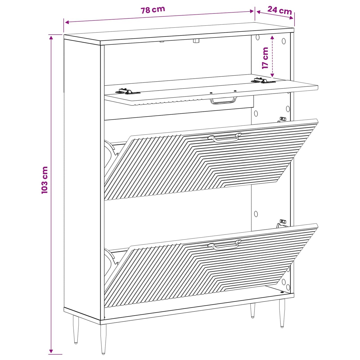 vidaXL Ντουλάπα Παπουτσιών HAARLEM 78 x 24 x 103 εκ. Γυαλιστερό Λευκό