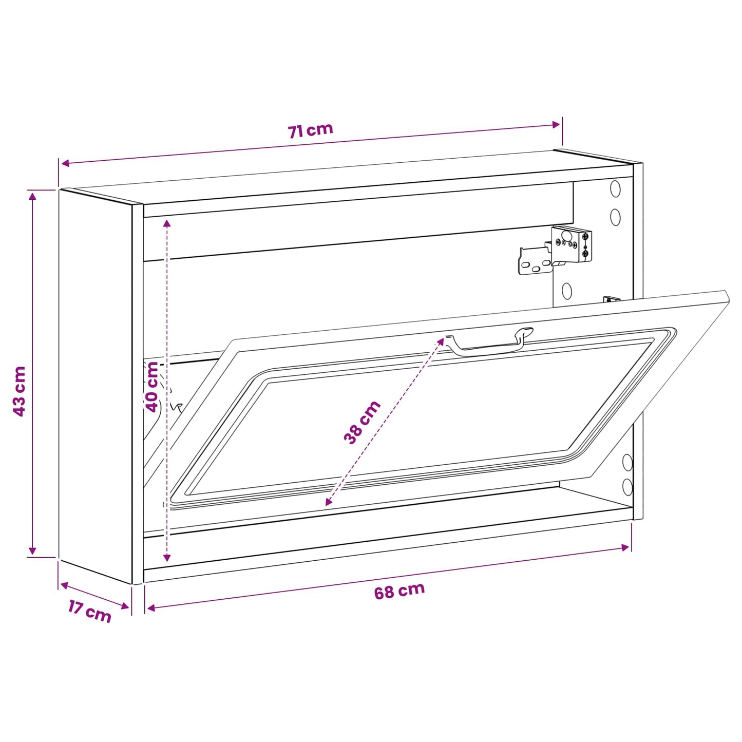 vidaXL Τοίχου Ντουλάπα Παπουτσιών UTRECHT 71 x 17 x 43 εκ