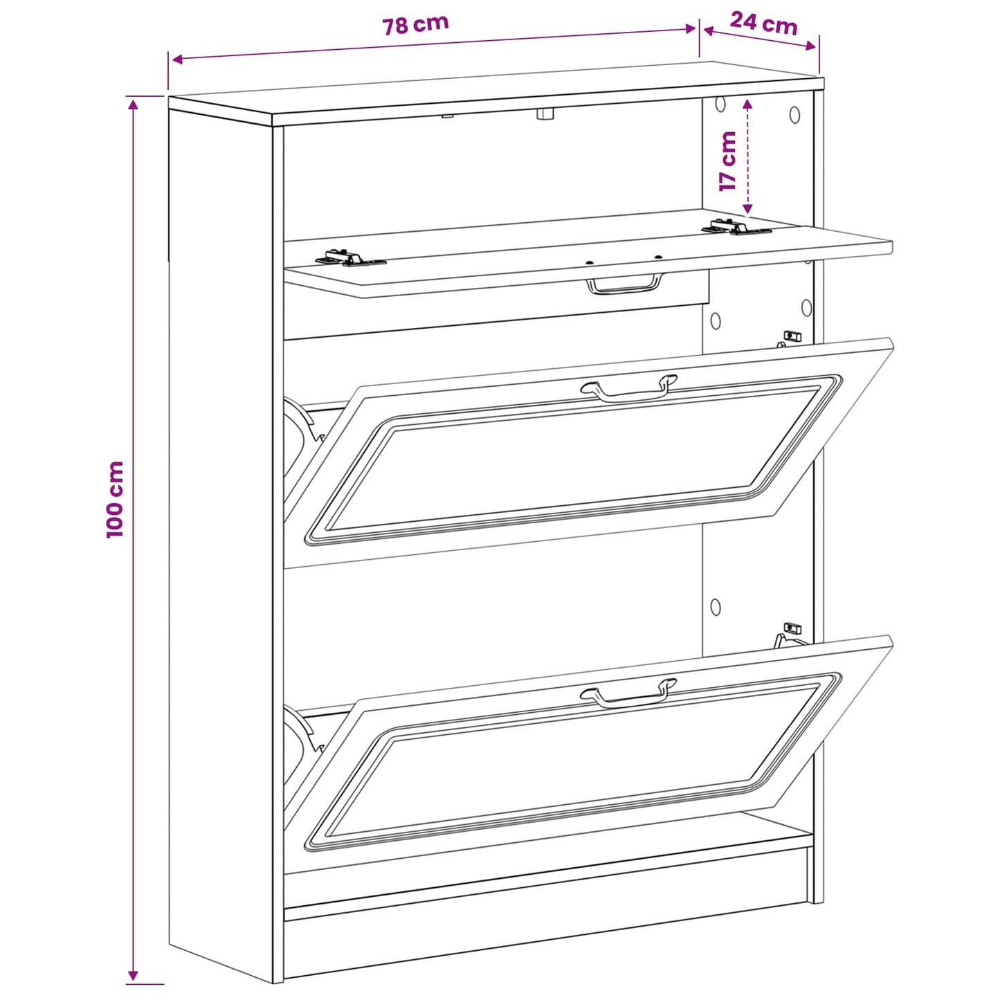 vidaXL Ντουλάπα Παπουτσιών UTRECHT 78 x 24 x 100 εκ. Παλαιωμένο ξύλο