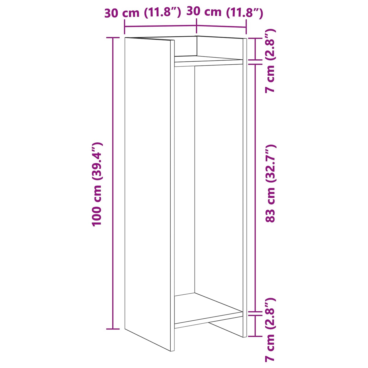 vidaXL Βάση φυτών 2 τεμ. Γκρι Sonoma 30 x 30 x 100 εκ