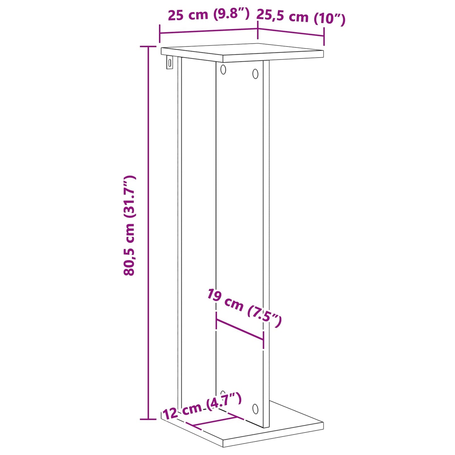 vidaXL Βάση φυτών 2 pcs Καπνιστή Δρυς 25 x 25,5 x 80,5 εκ.