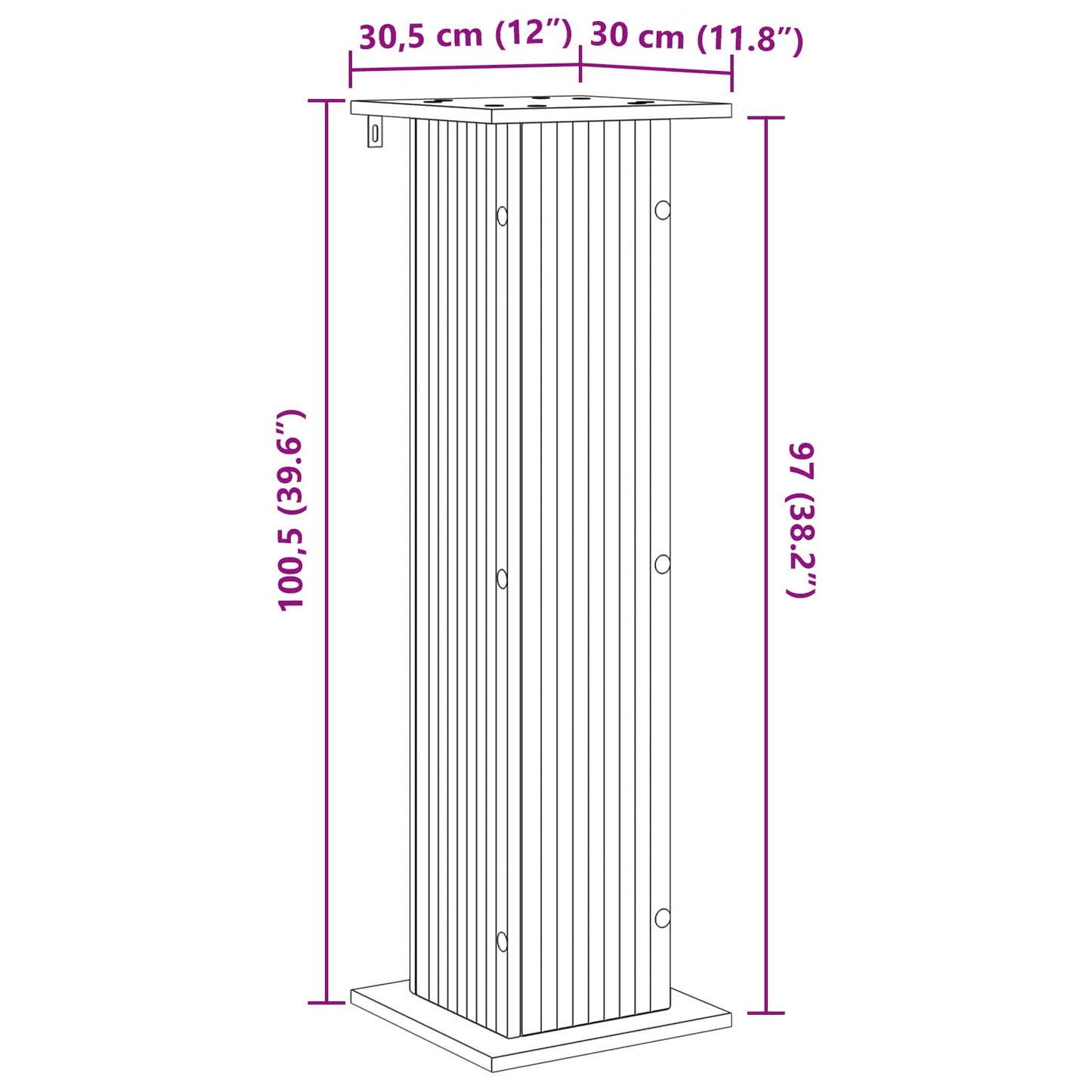 vidaXL Βάση φυτών Γκρι Σκυροδέματος 30,5 x 30 x 100,5 εκ