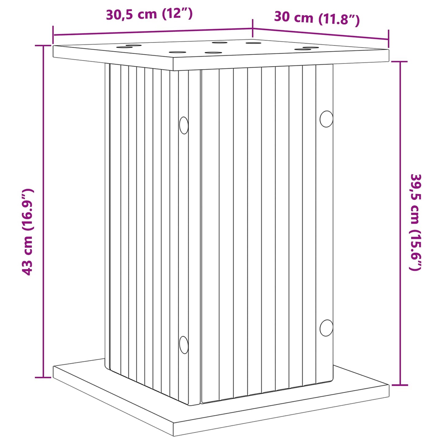 vidaXL Βάση φυτών Παλαιωμένο ξύλο 30,5 x 30 x 43 εκ Επεξεργασμένο Ξύλο