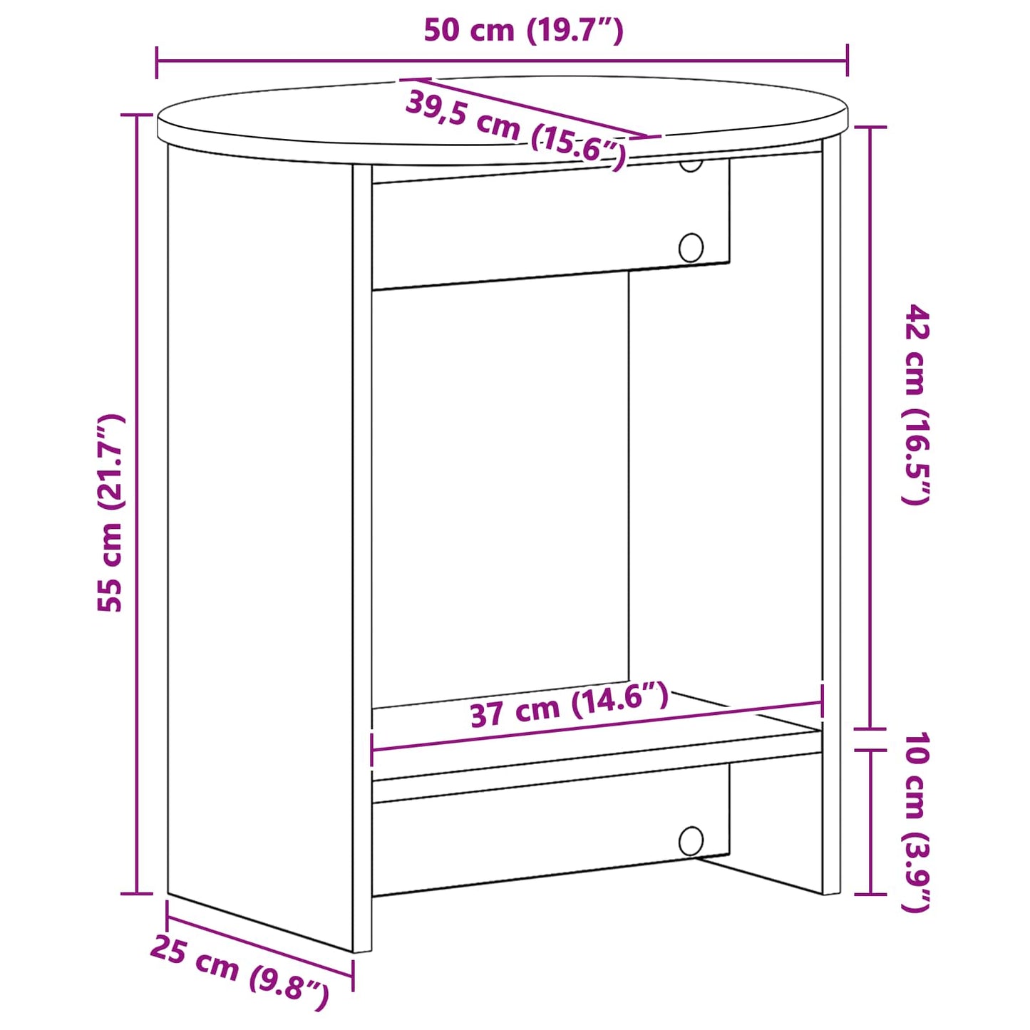 vidaXL Τραπεζάκι Πλευράς Παλαιωμένο ξύλο 50 x 39,5 x 55 εκ