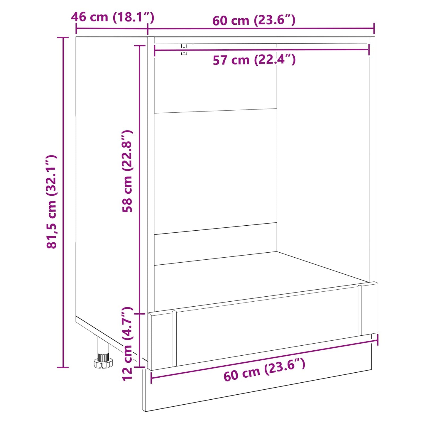 vidaXL Ντουλάπι φούρνου LUCCA Μαύρη Δρυς 60 x 46 x 81,5 εκ