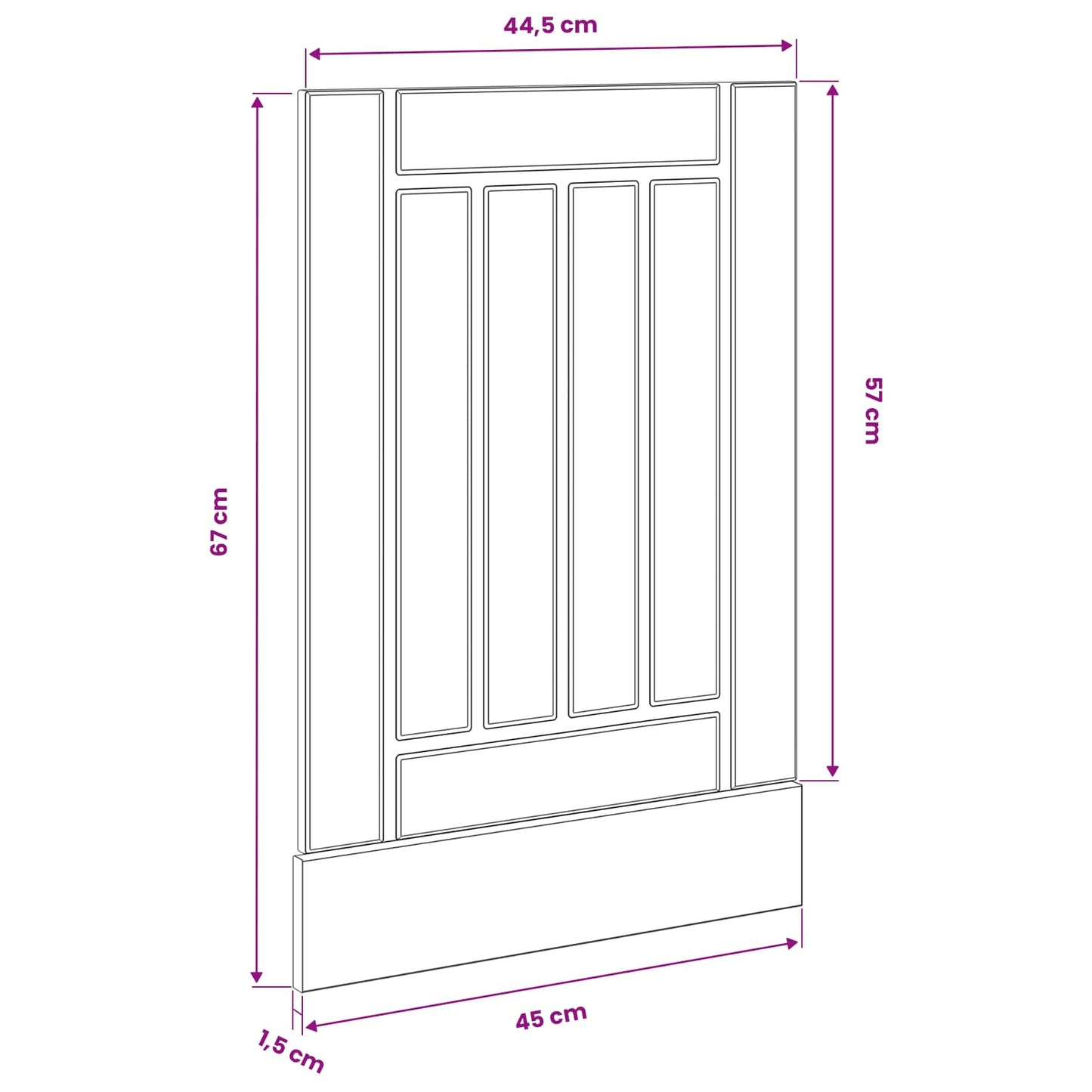 vidaXL Πάνελ πλυντηρίου πιάτων Lucca Μαύρη Δρυς 45 x 1,5 x 57 εκ