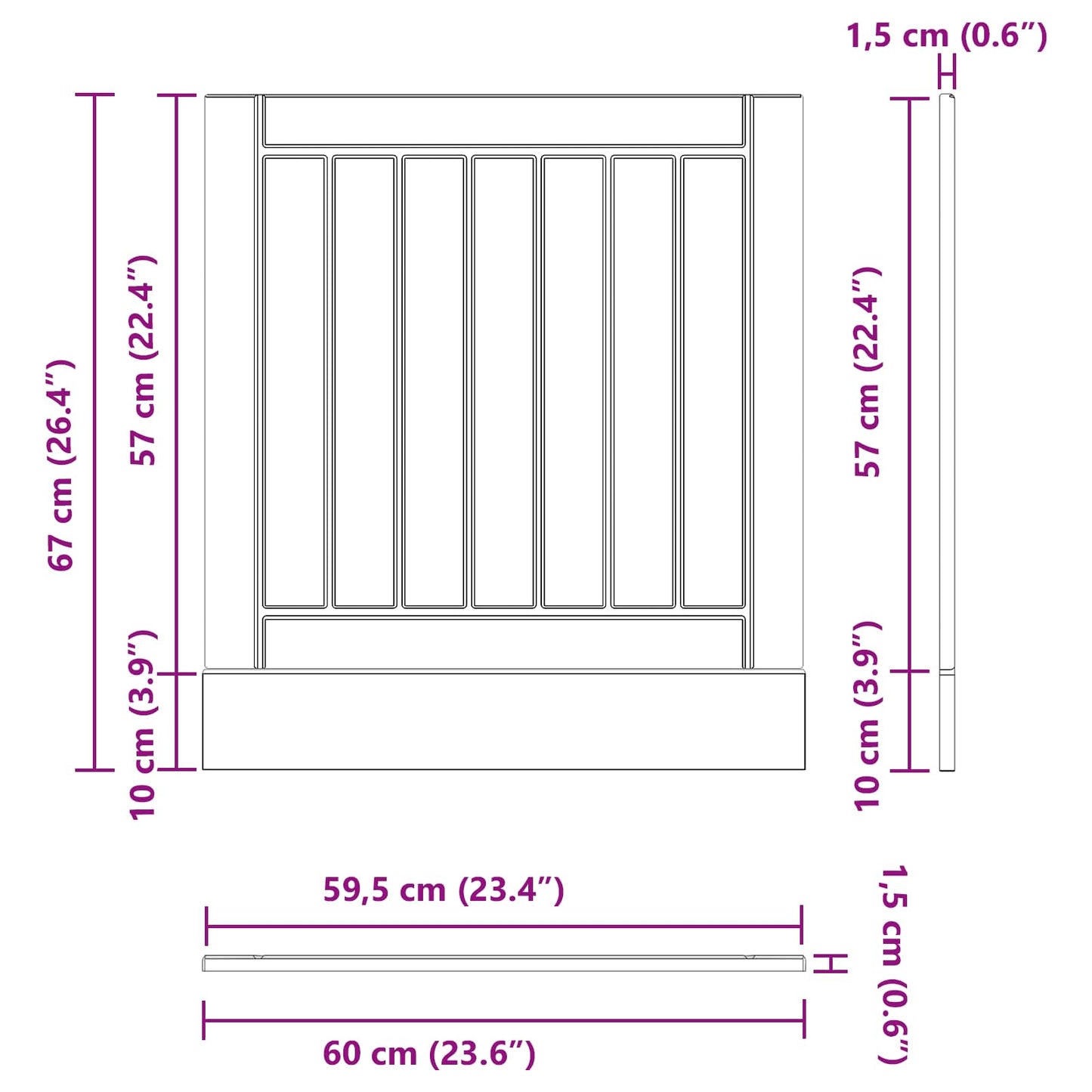 vidaXL Πάνελ πλυντηρίου πιάτων Lucca Μαύρη Δρυς 60 x 1,5 x 57 εκ