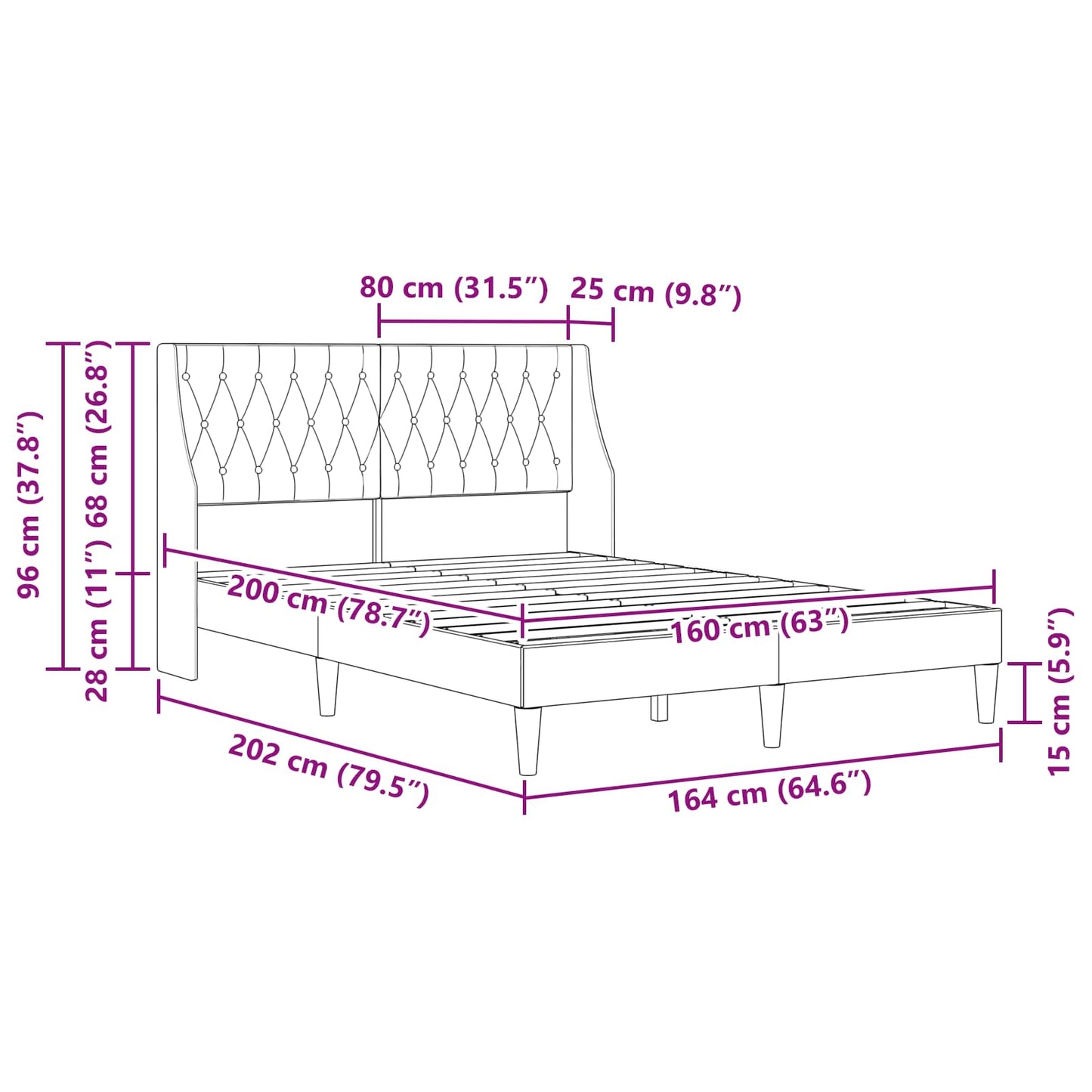 vidaXL Σκελετός Κρεβατιού με κεφαλάρι Μπλε 160 x 200 cm Βελούδο
