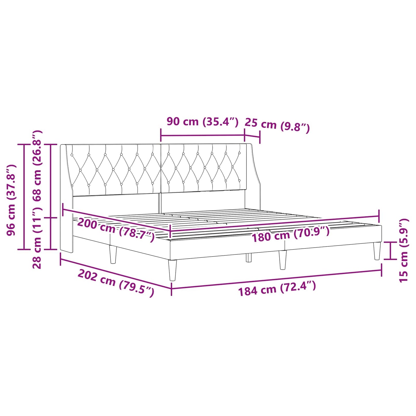 vidaXL Σκελετός Κρεβατιού με κεφαλάρι Ροζ 180 x 200 cm Βελούδο