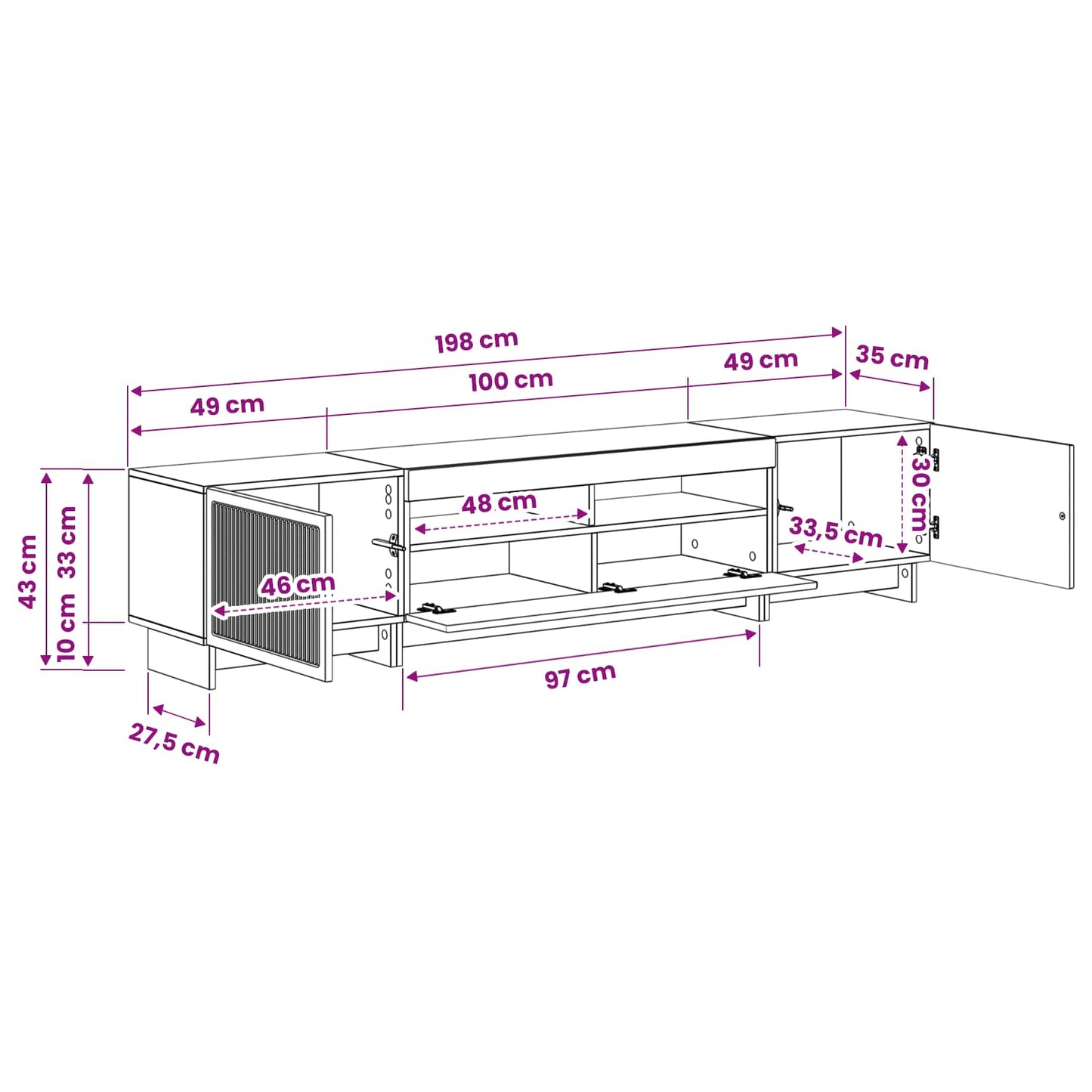 vidaXL 5 Τεμάχια LED Τηλεοπτικού Ντουλαπιού Γυαλιστερό Λευκό