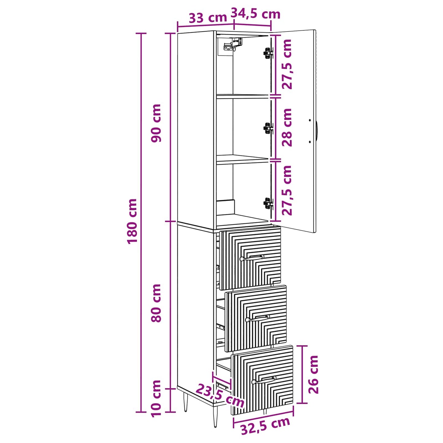 vidaXL Σέτ Ντουλαπιών 2 τμχ. 33 x 34,5 x 90 εκ Επεξεργασμένο Ξύλο