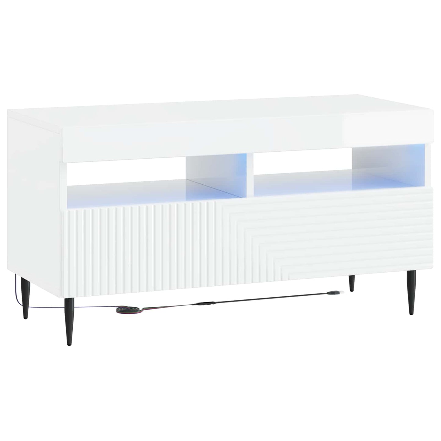 vidaXL 3 Τεμάχια LED Τηλεοπτική Ντουλάπα Γυαλιστερό Λευκό