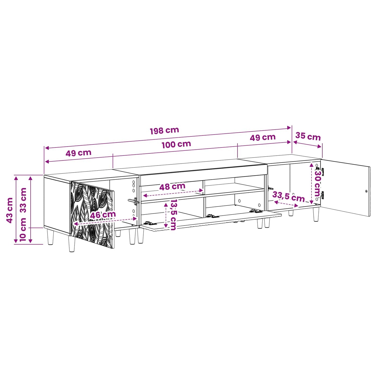 vidaXL 5 Τεμάχια LED Τηλεοπτικού Ντουλαπιού Μαύρο Επεξεργασμένο Ξύλο