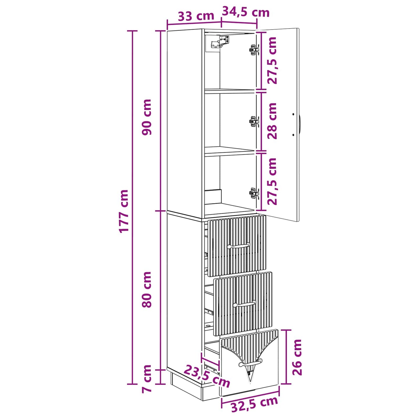 vidaXL Σέτ Ντουλαπιών 2 pcs Γκρι Σκυροδέματος 33 x 34,5 x 87 εκ.