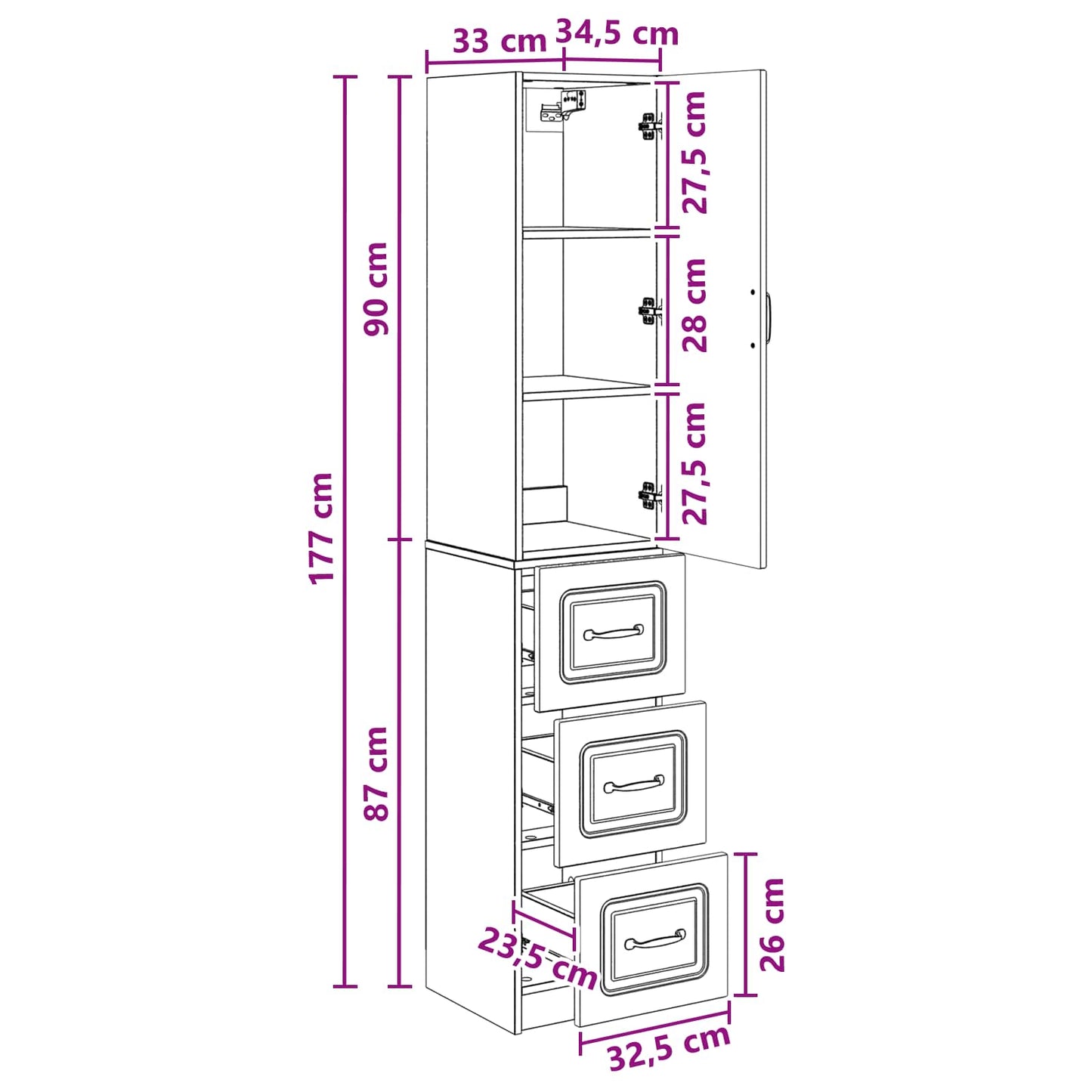 vidaXL Σέτ Ντουλαπιών 2 τμχ. 33 x 34,5 x 87 εκ. Επεξεργασμένο Ξύλο
