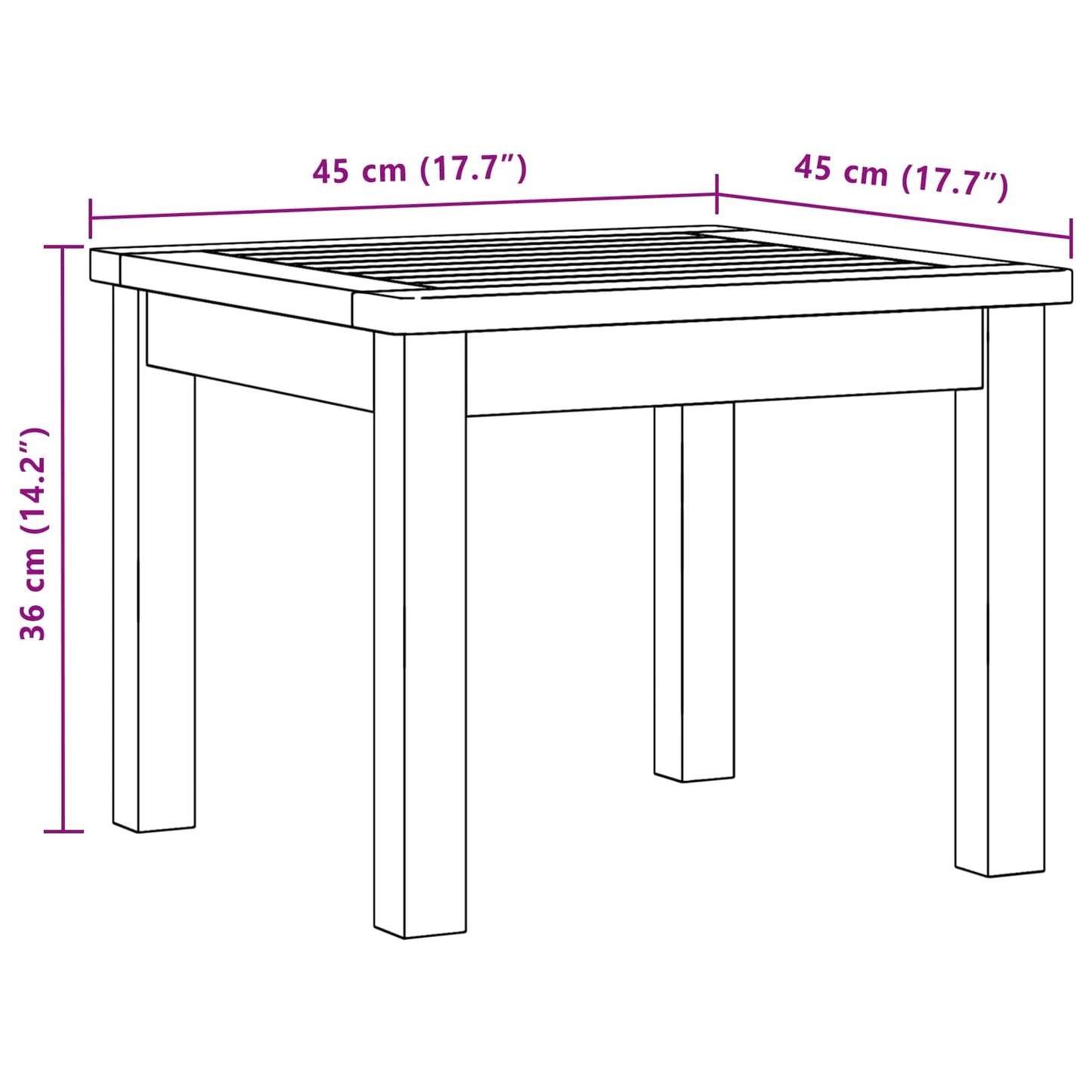 vidaXL Τραπεζάκι σαλονιού Ανοιχτό ακασία 45 x 45 x 36 cm