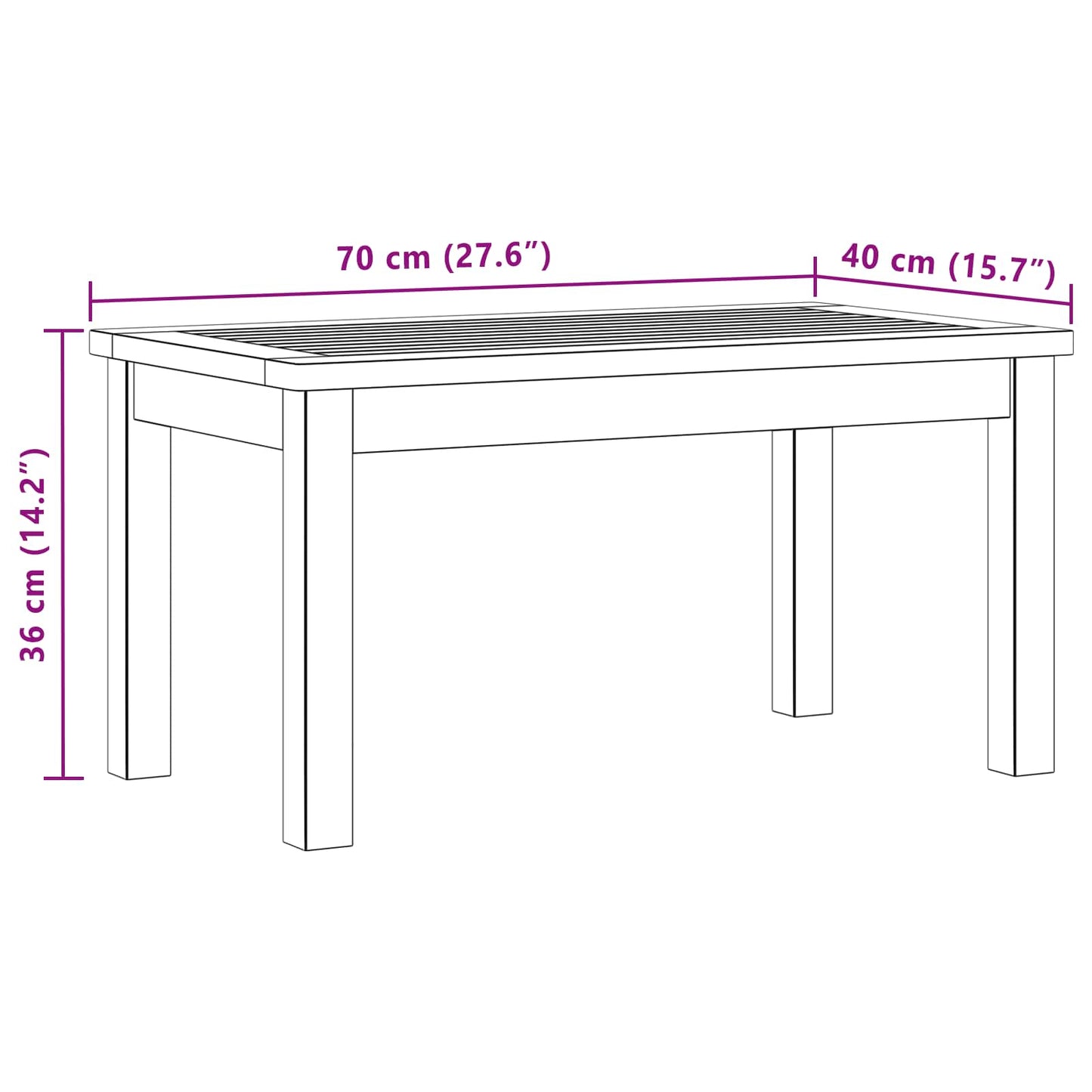 vidaXL Τραπεζάκι σαλονιού Ανοιχτό ακασία 70 x 40 x 36 cm