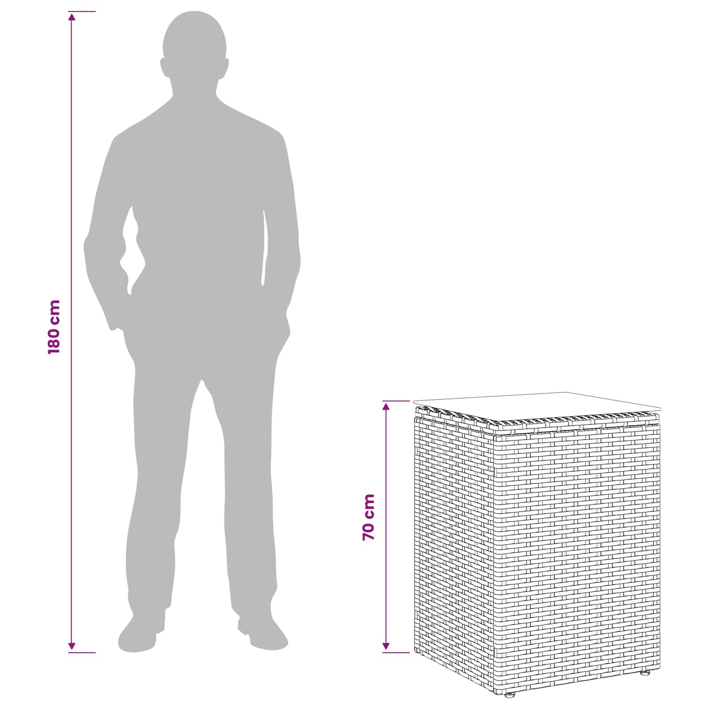 vidaXL Τραπεζάκι Πλευράς Μαύρο 35 x 35 x 70 cm συνθετικό ρατάν