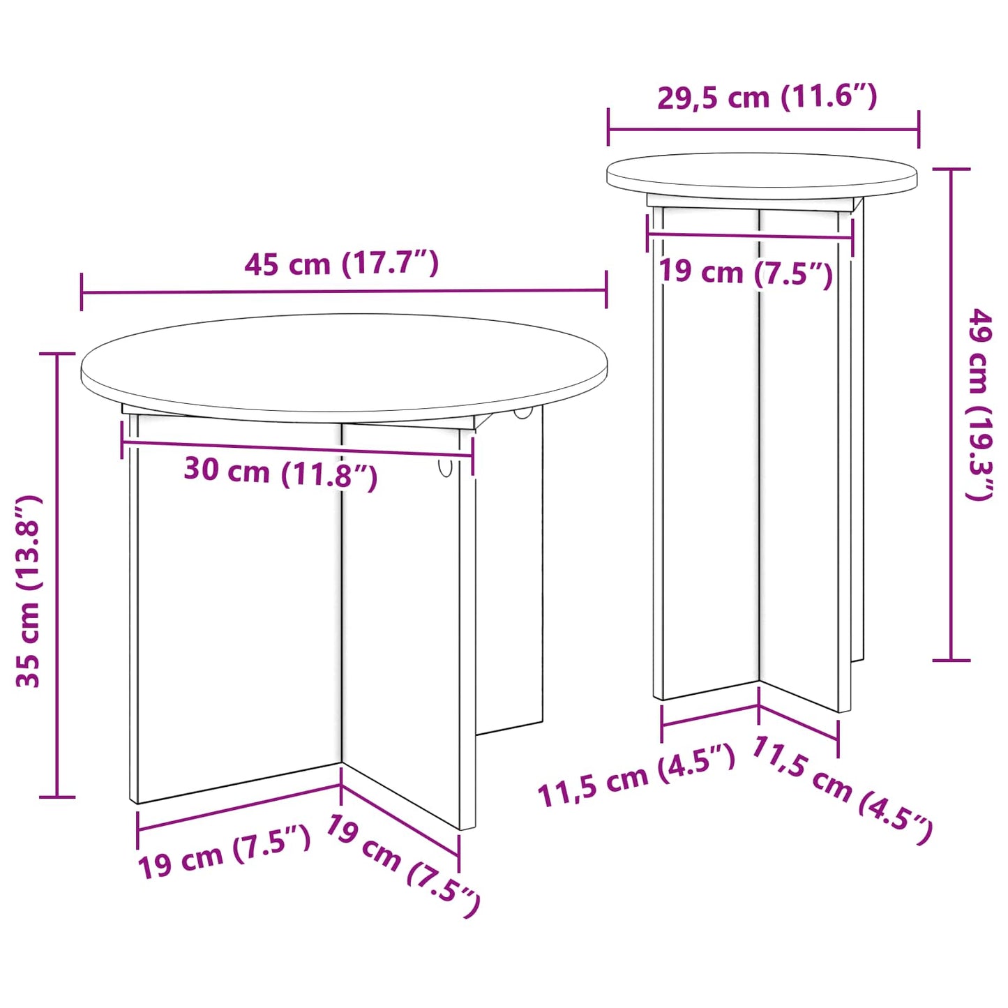 vidaXL Σετ βοηθητικά τραπεζάκια με αποθήκευση 2 pcs Γυαλιστερό Λευκό