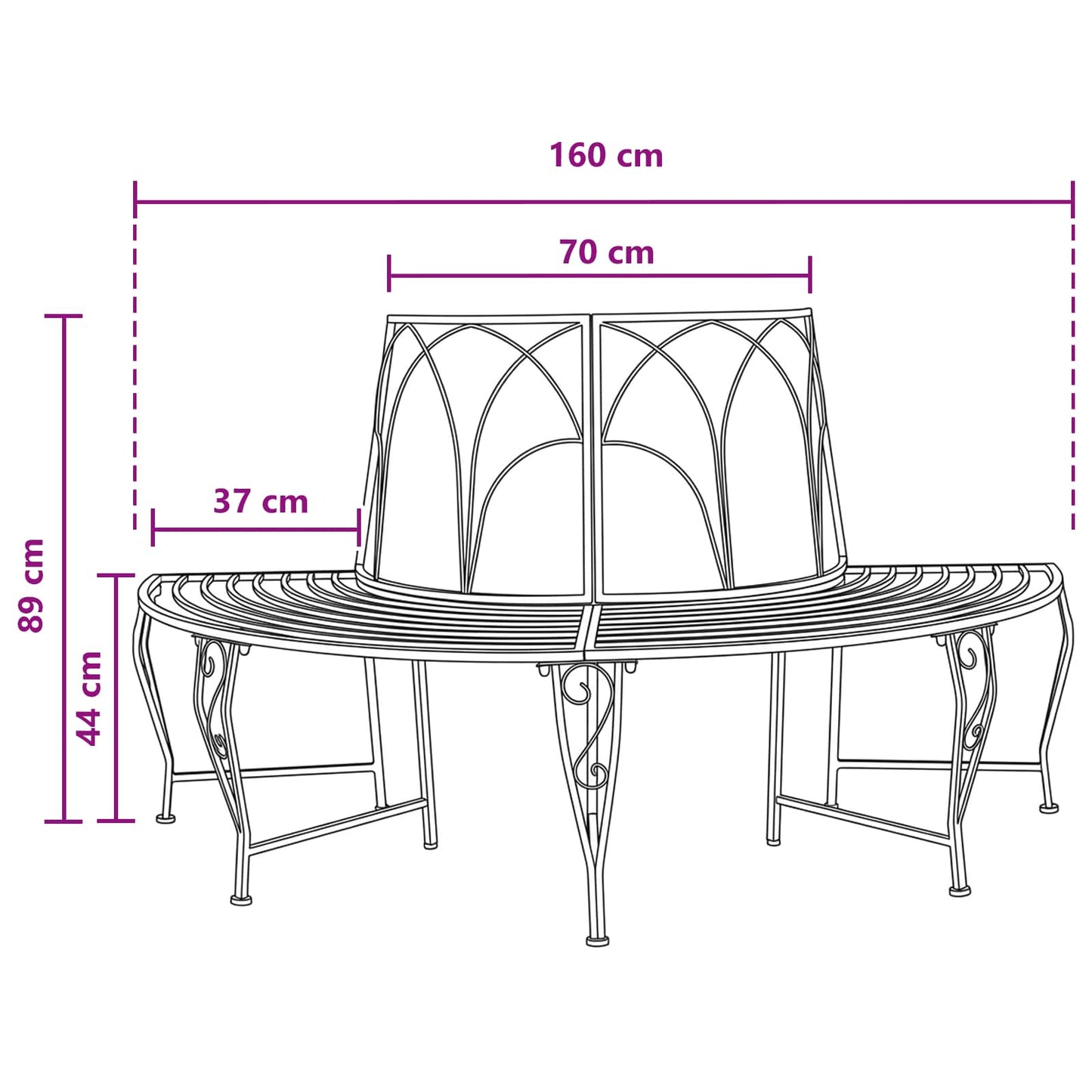 vidaXL Παγκάκι Δέντρου 4 -θέσιο 160 x 80 x 89 εκ. steel Αρχαίο Καφέ