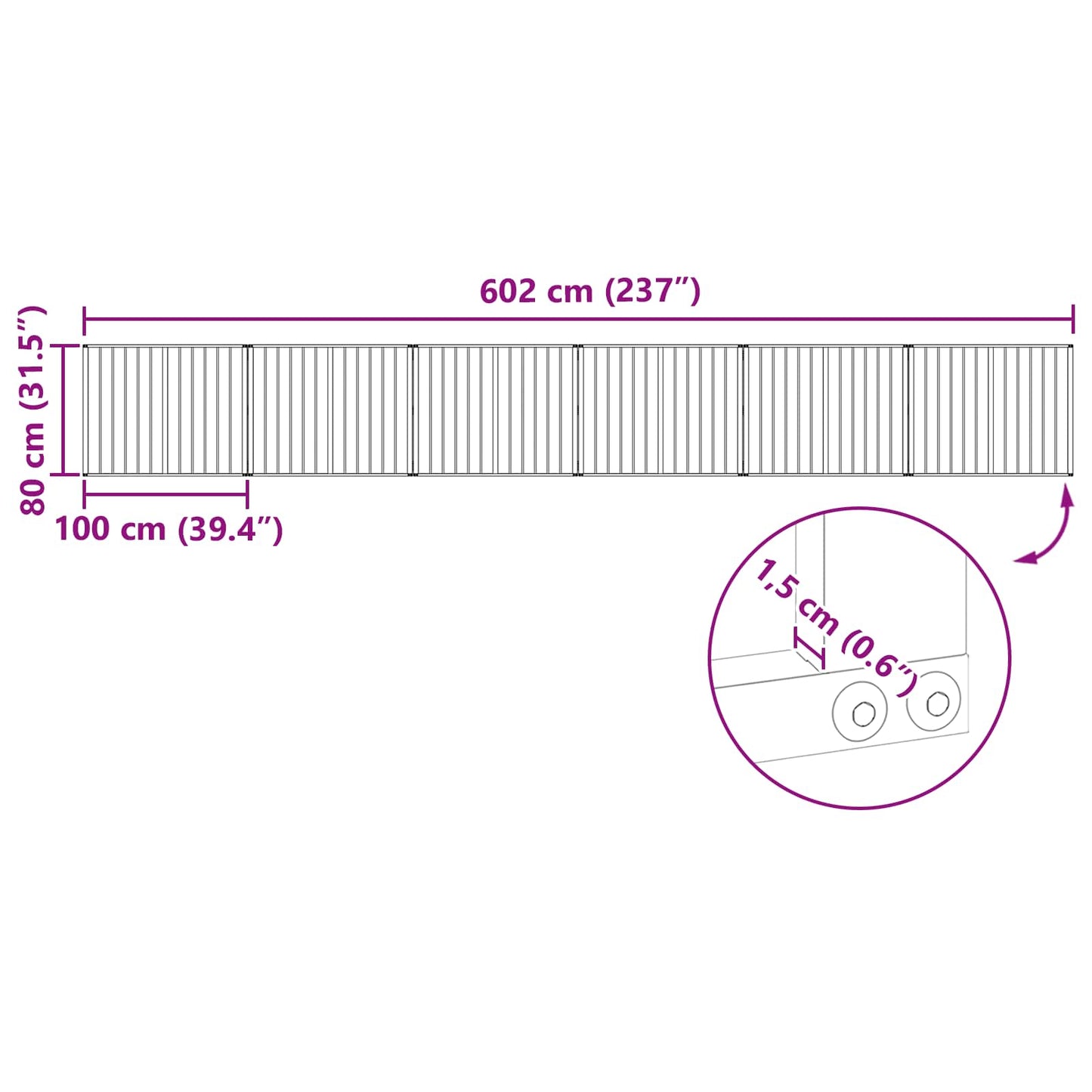 vidaXL Πόρτα Σκύλου 6 τμχ. Μαύρο 100 x 80 cm Επικαλυμμένος Χάλυβας