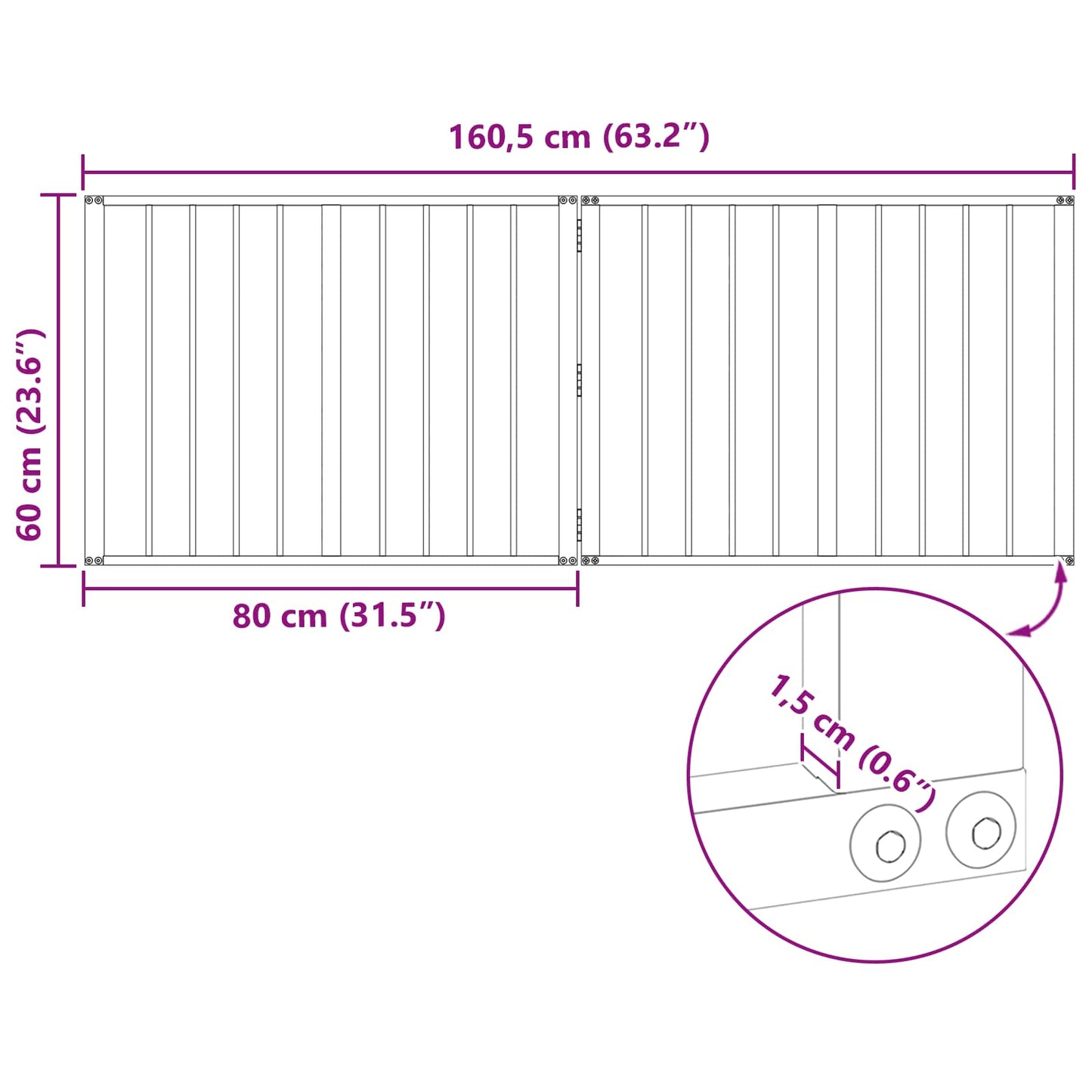 vidaXL Πόρτα Σκύλου 2 τμχ. Μαύρο 80 x 60 cm Επικαλυμμένος Χάλυβας