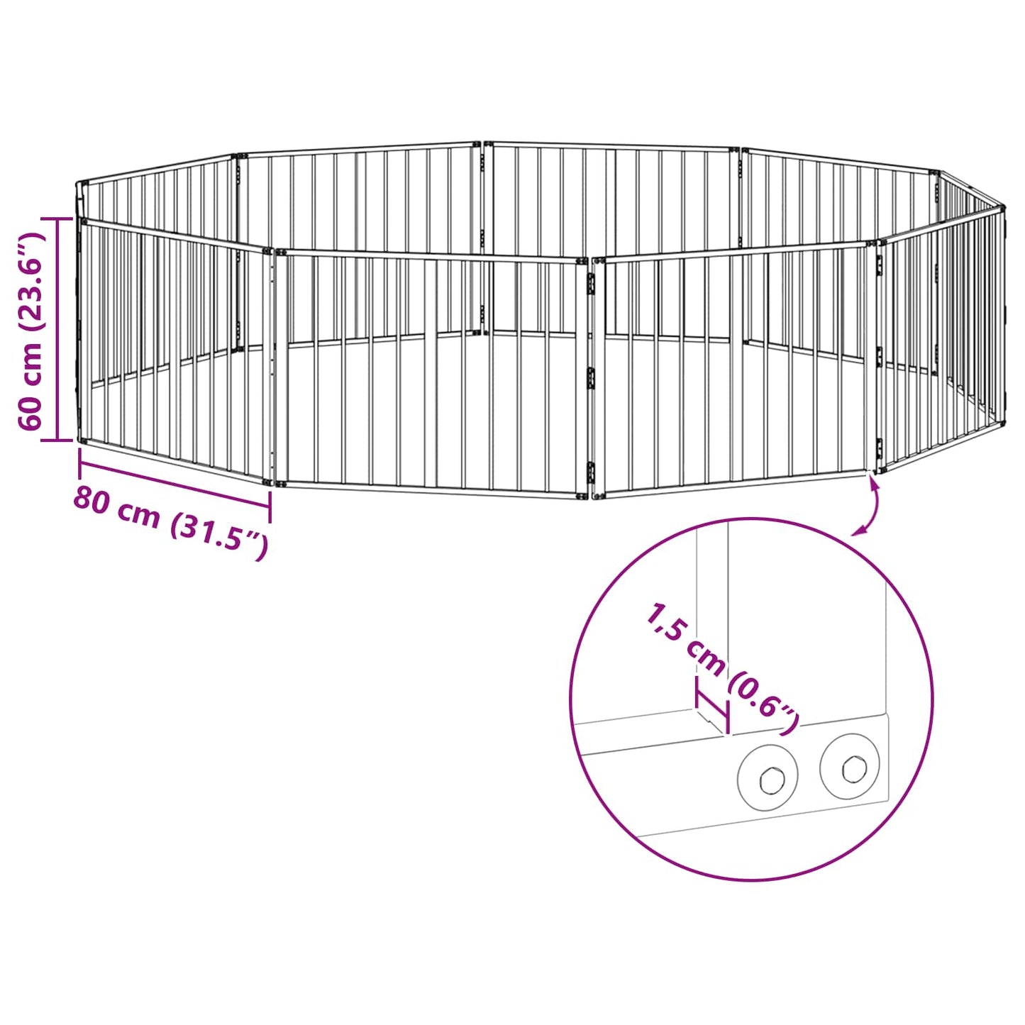 vidaXL Πόρτα Σκύλου 10 τμχ. Μαύρο 80 x 60 cm Επικαλυμμένος Χάλυβας