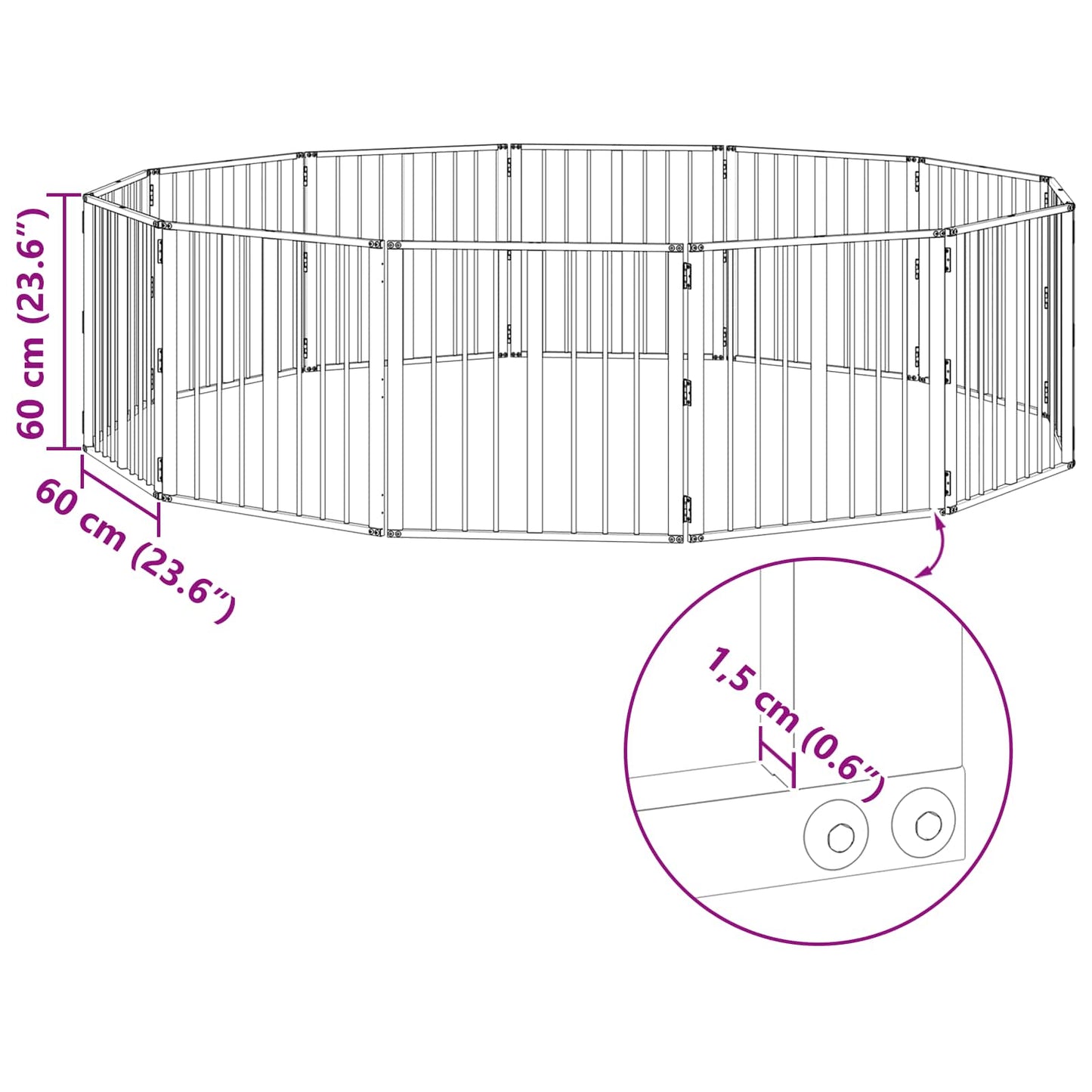 vidaXL Πόρτα Σκύλου 12 τμχ. Μαύρο 60 x 60 cm Επικαλυμμένος Χάλυβας