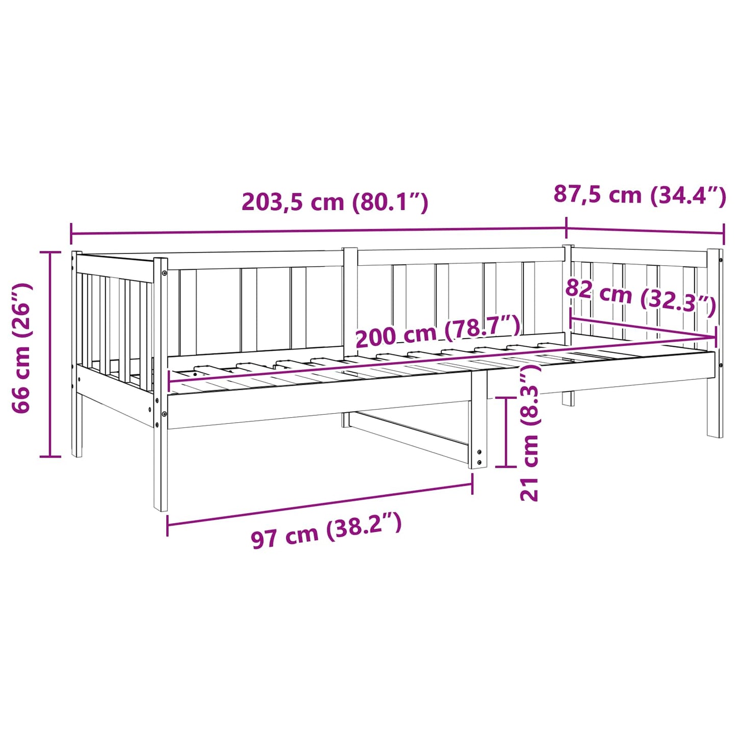 vidaXL Σκελετός Κρεβατιού Κερωτό καφέ 80 x 200 cm Στερεά ξυλεία πεύκου
