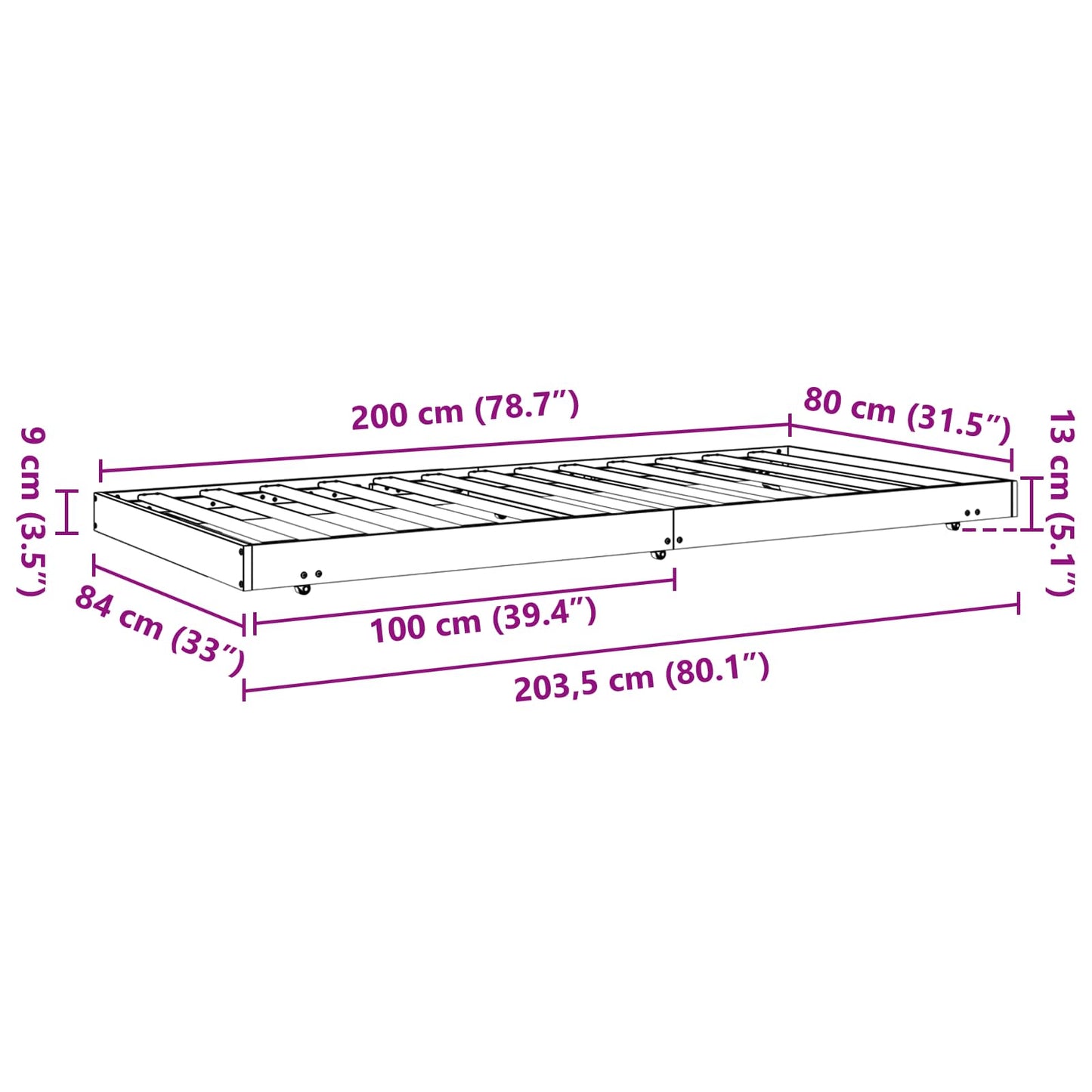 vidaXL Σκελετός Κρεβατιού Κερωτό καφέ 80 x 200 cm Στερεά ξυλεία πεύκου