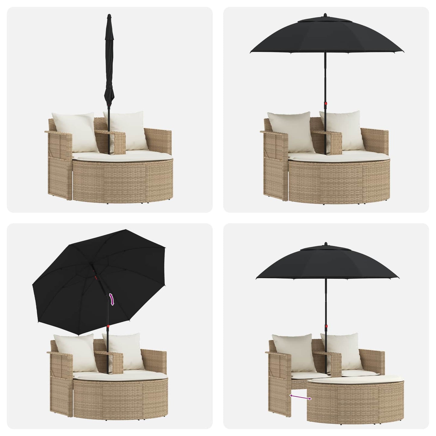 vidaXL Καναπές Κήπου με μαξιλάρι 8 pcs Μπεζ και Κρέμ συνθετικό ρατάν