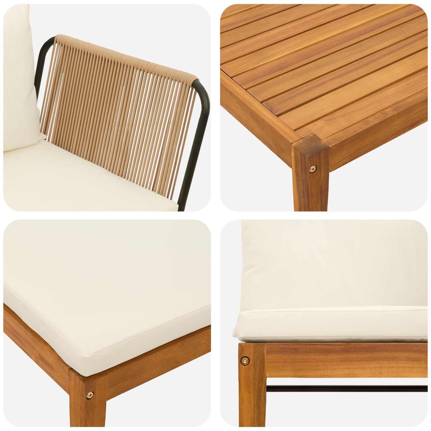 vidaXL 6 pcs Στερεό Acacia Ξύλο & Σχοινί Φυσικό