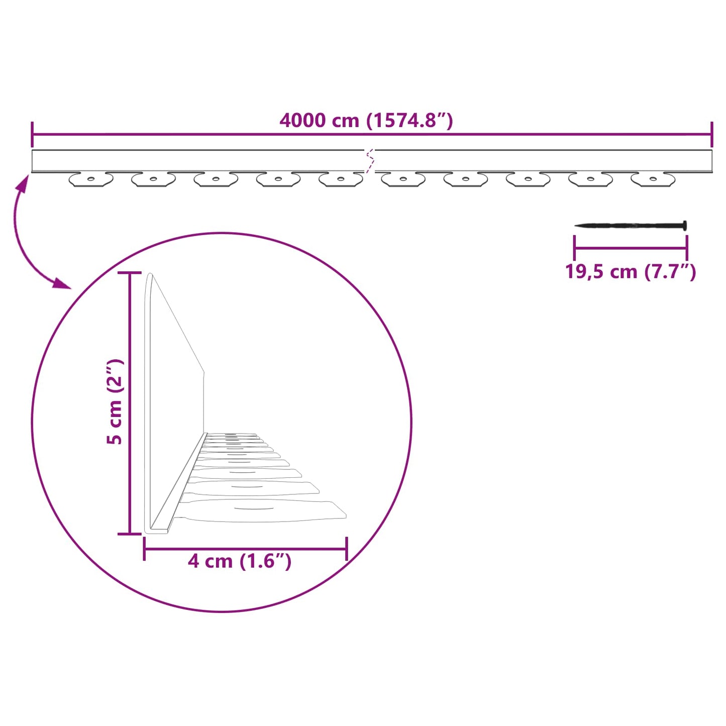 vidaXL Περιγράμματα γκαζόν Πράσινο 4000 x 4 x 5 εκ Πλαστικό