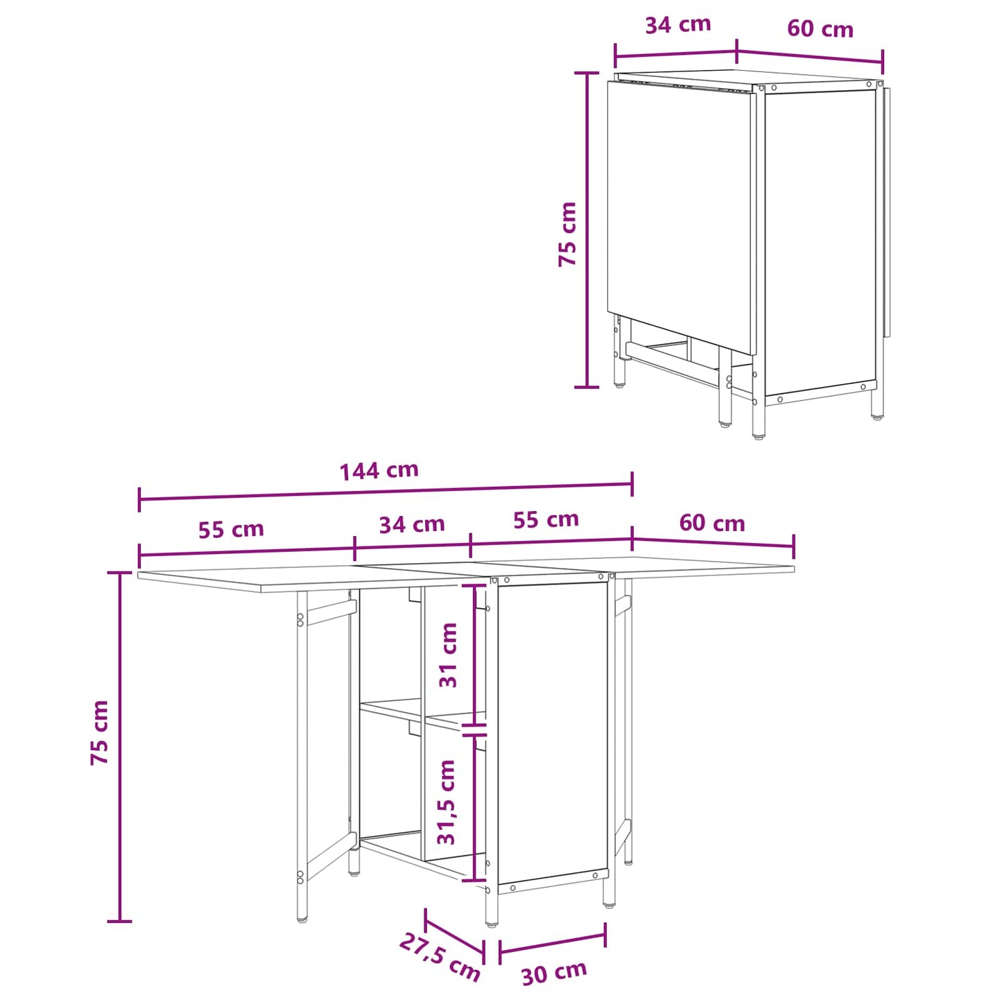vidaXL Τραπέζι φαγητού 144 x 60 x 75 εκ. Επεξεργασμένο Ξύλο Ορθογώνιος