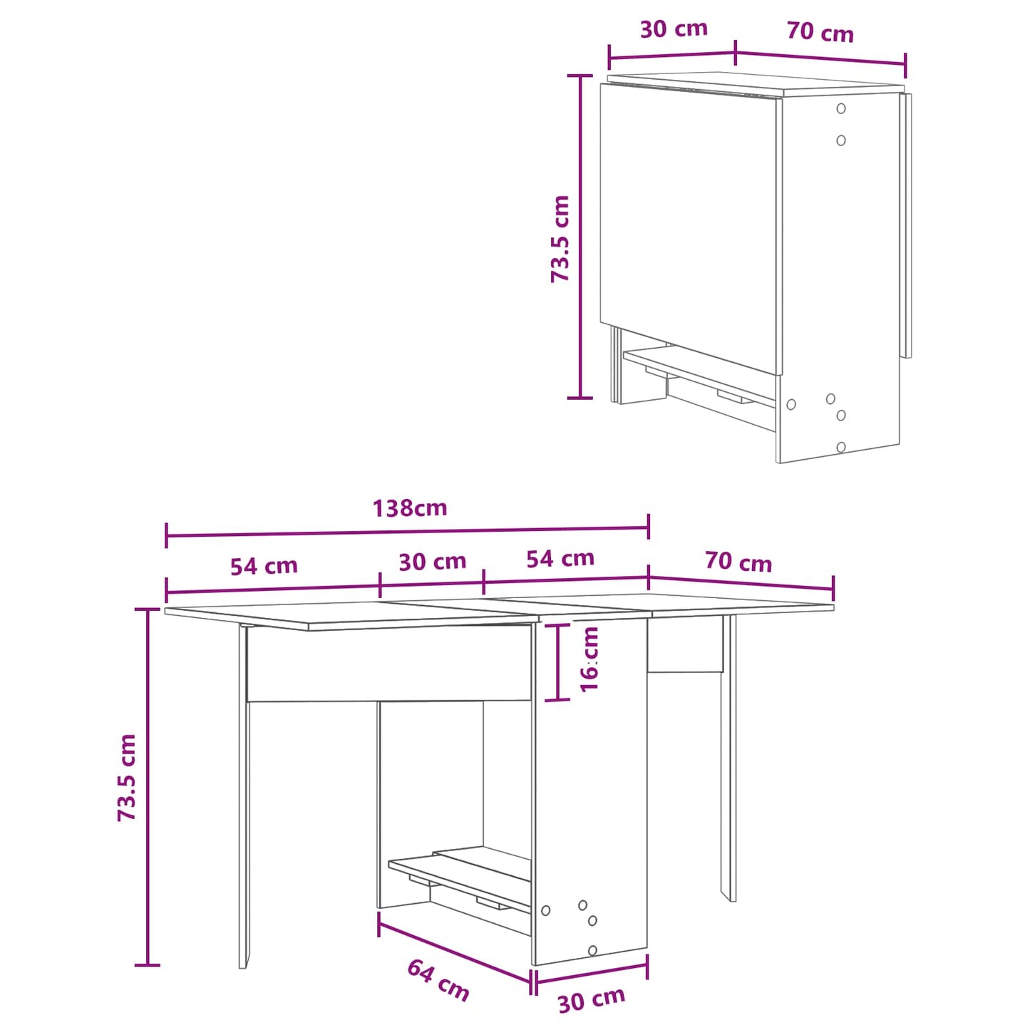 vidaXL Τραπέζι φαγητού 138 x 70 x 73,5 εκ Επεξεργασμένο Ξύλο Λευκό