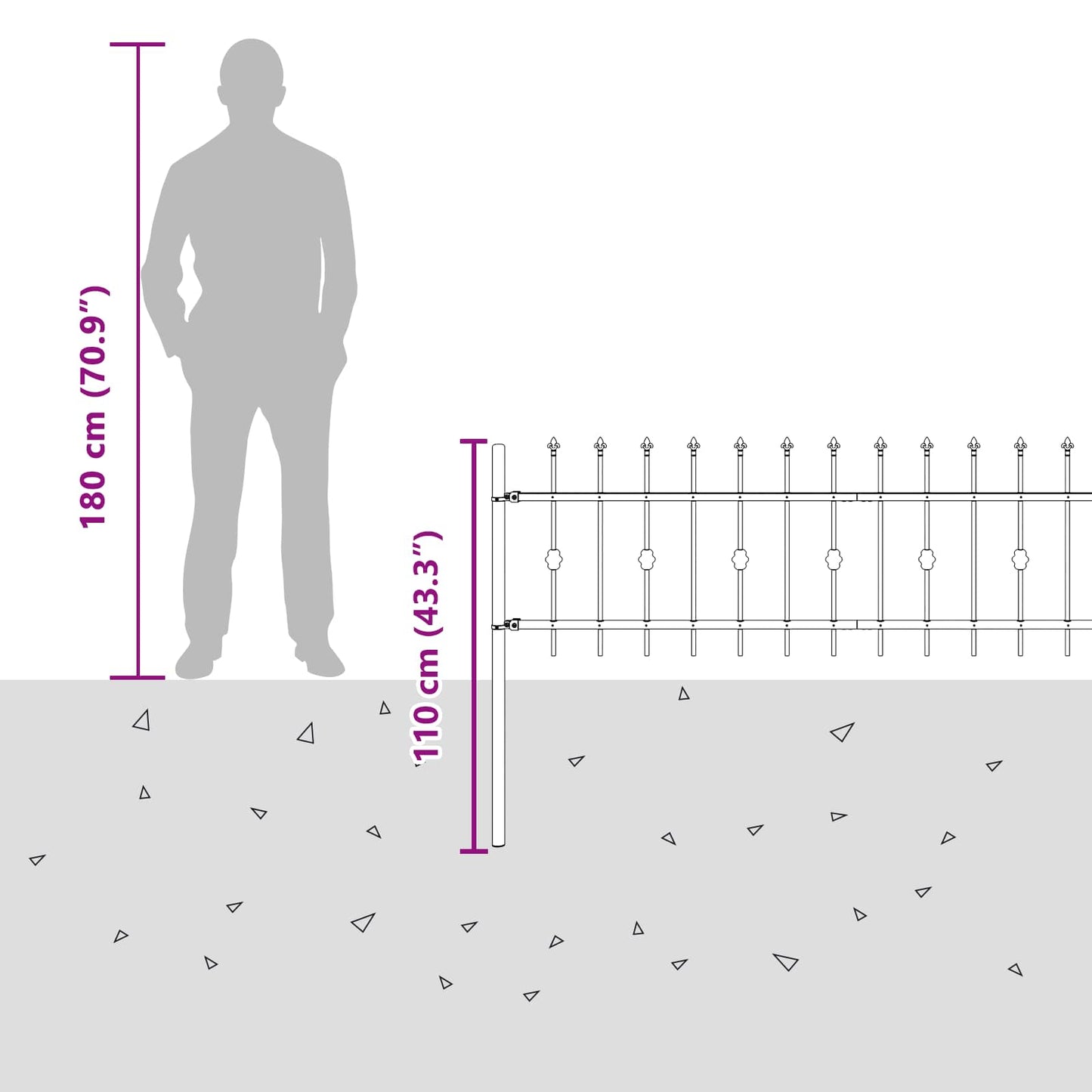 vidaXL Φράχτης με Σπίθες Μαύρο 200 x 130 εκ